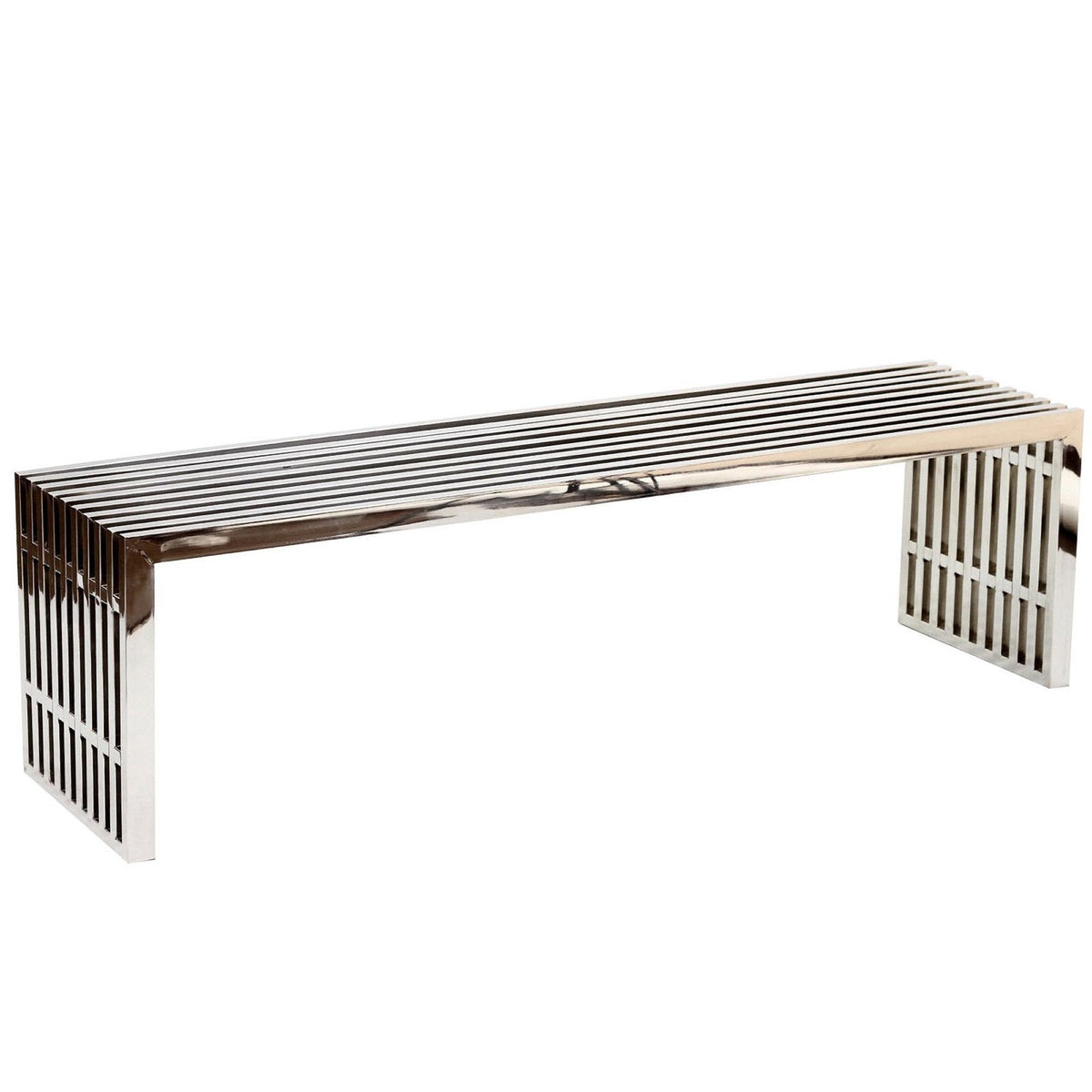 Gridiron Large Stainless Steel Bench, Silver