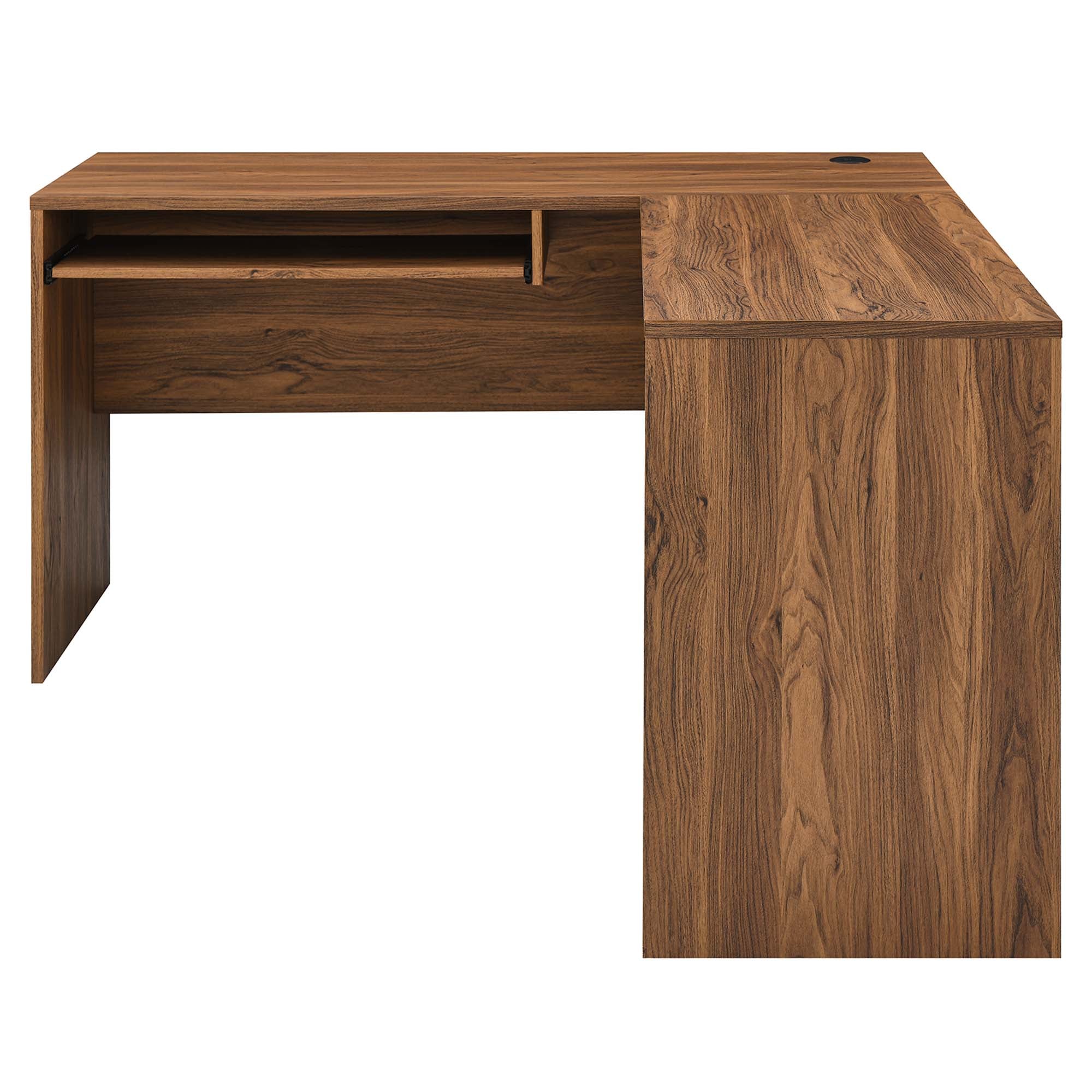 Venture L-Shaped Wood Office Desk, Walnut