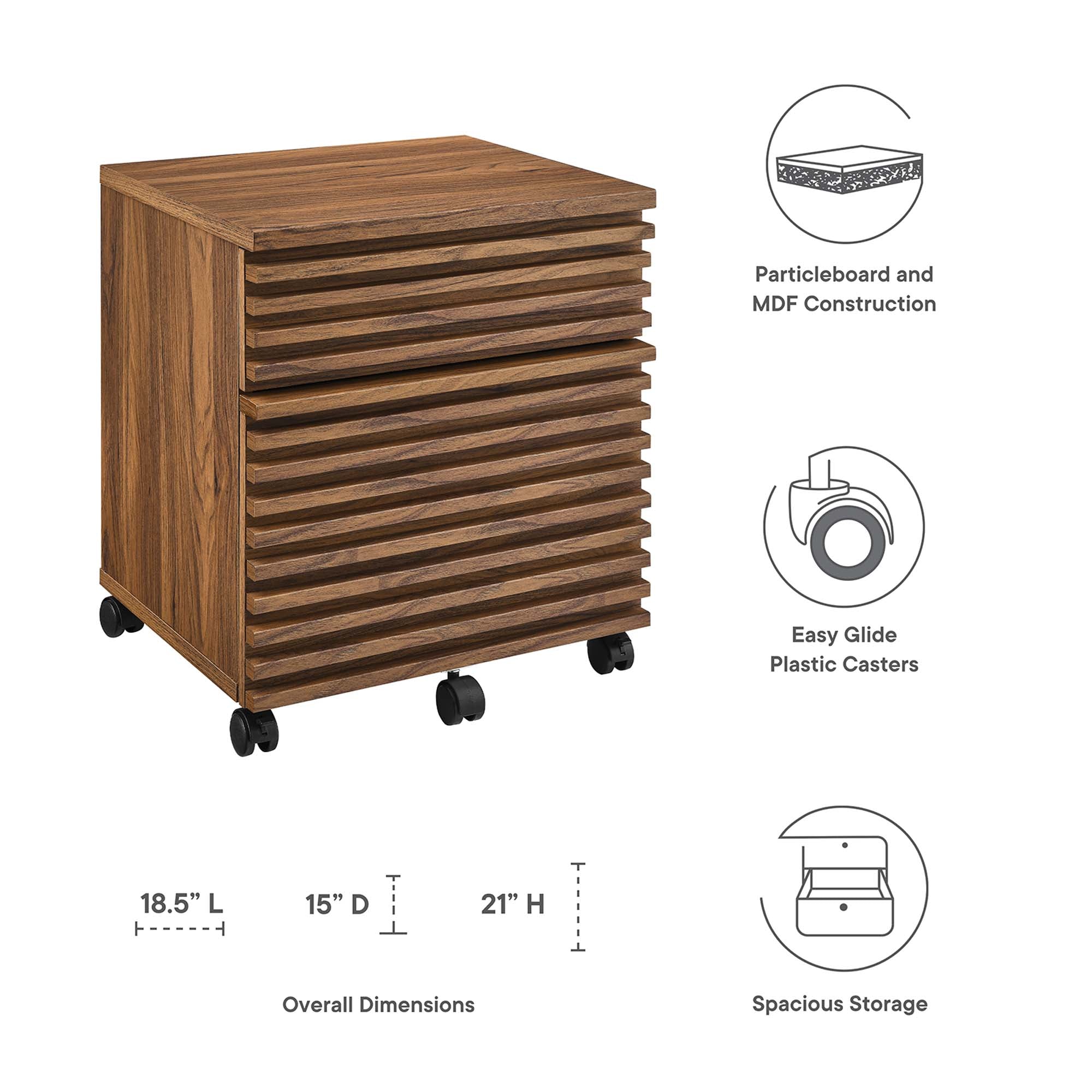 Render Wood File Cabinet, Walnut