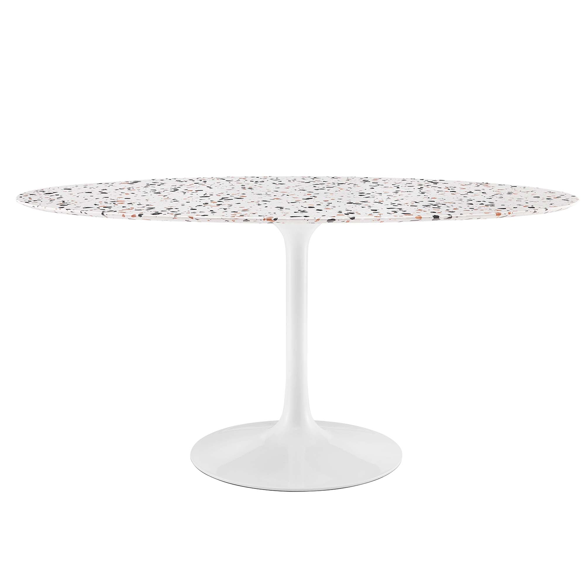 Lippa 60" Oval Terrazzo Dining Table, White White