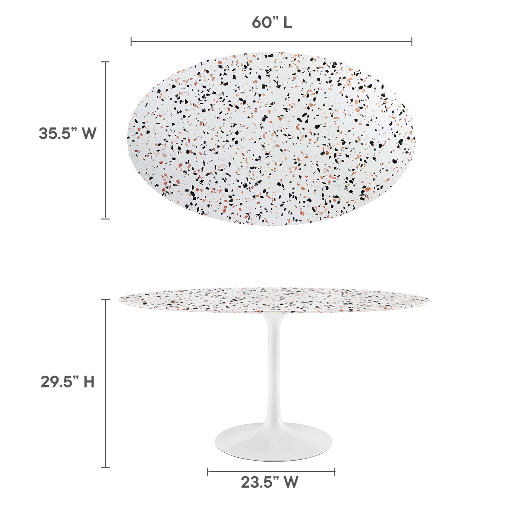 Lippa 60" Oval Terrazzo Dining Table, White White