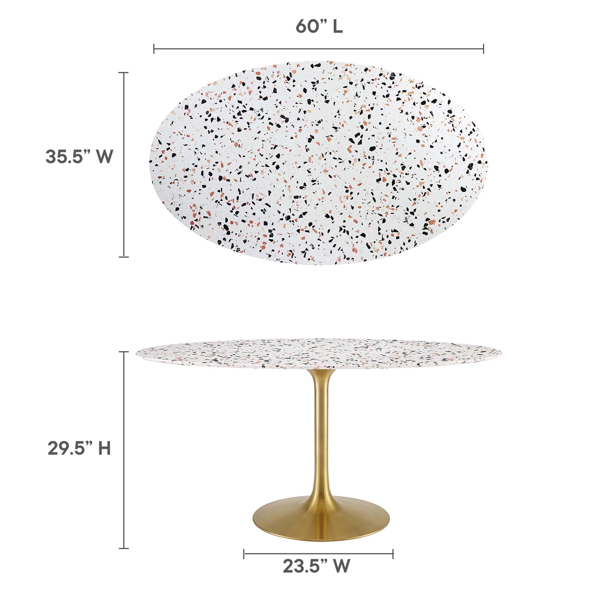 Lippa 60" Oval Terrazzo Dining Table, Gold White