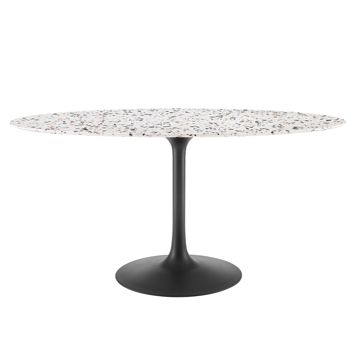 Lippa 60" Oval Terrazzo Dining Table, Black White