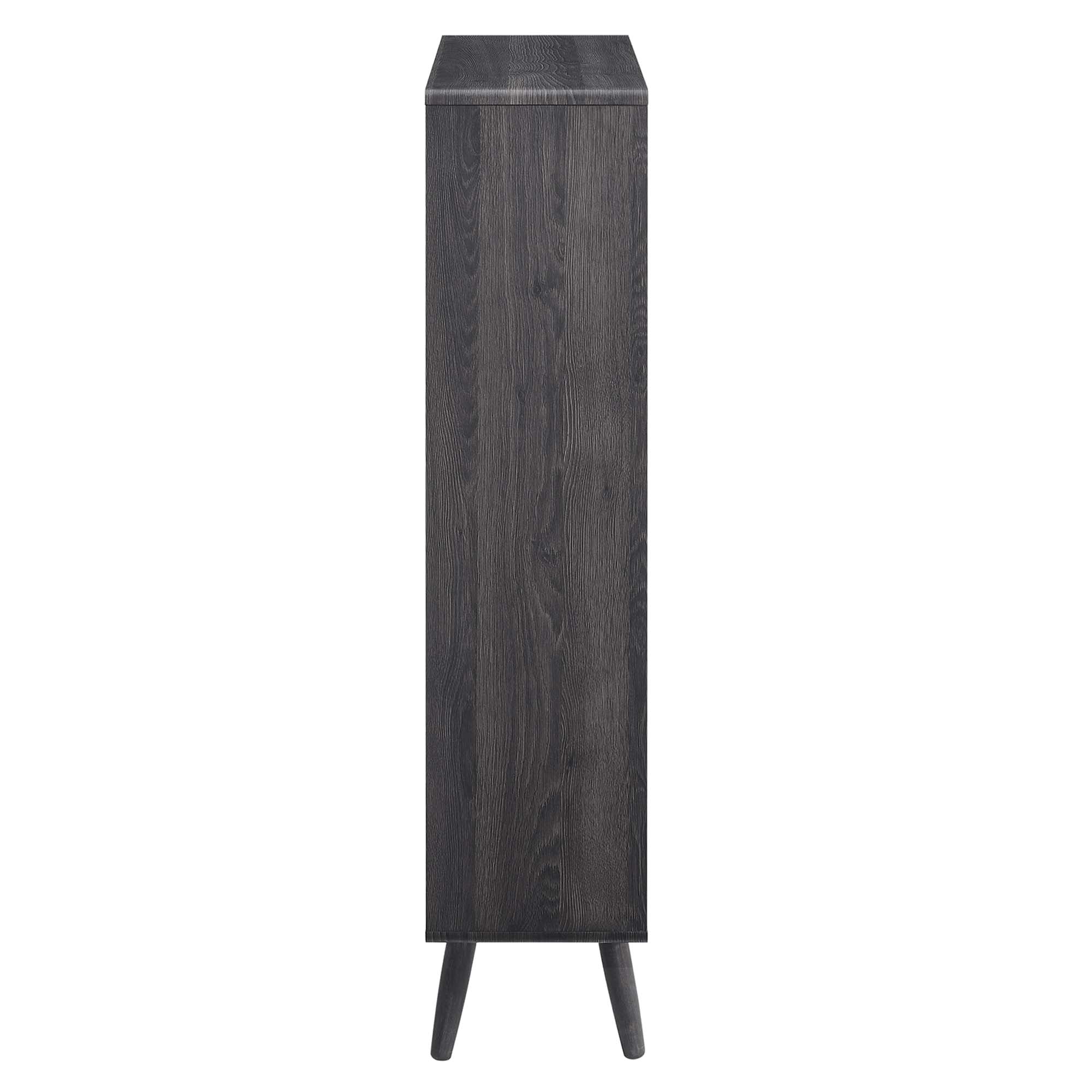 Transmit 5 Shelf Wood Grain Bookcase, Charcoal
