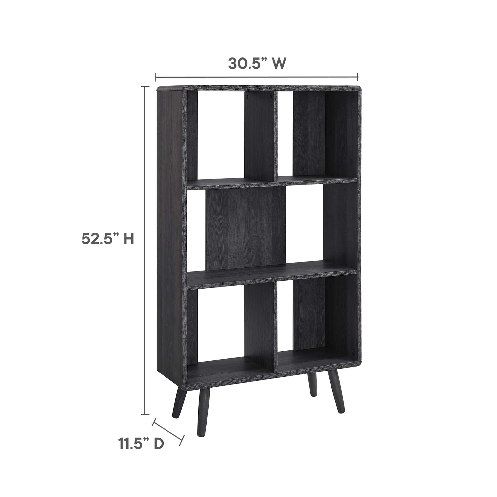 Transmit 5 Shelf Wood Grain Bookcase, Charcoal