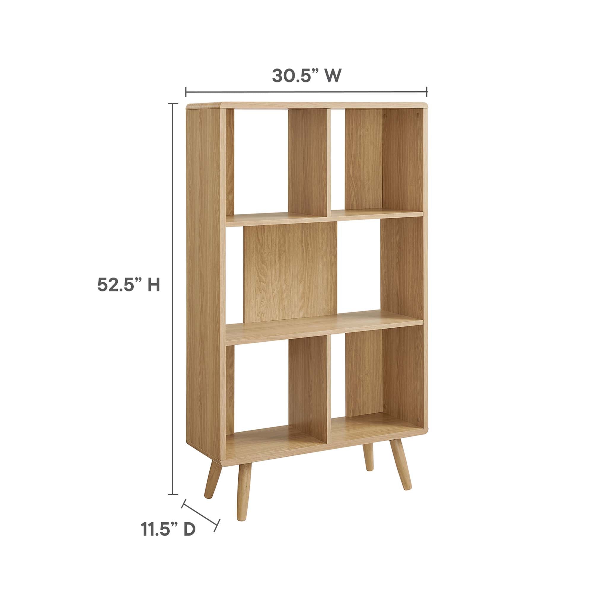 Transmit 5 Shelf Wood Grain Bookcase, Oak