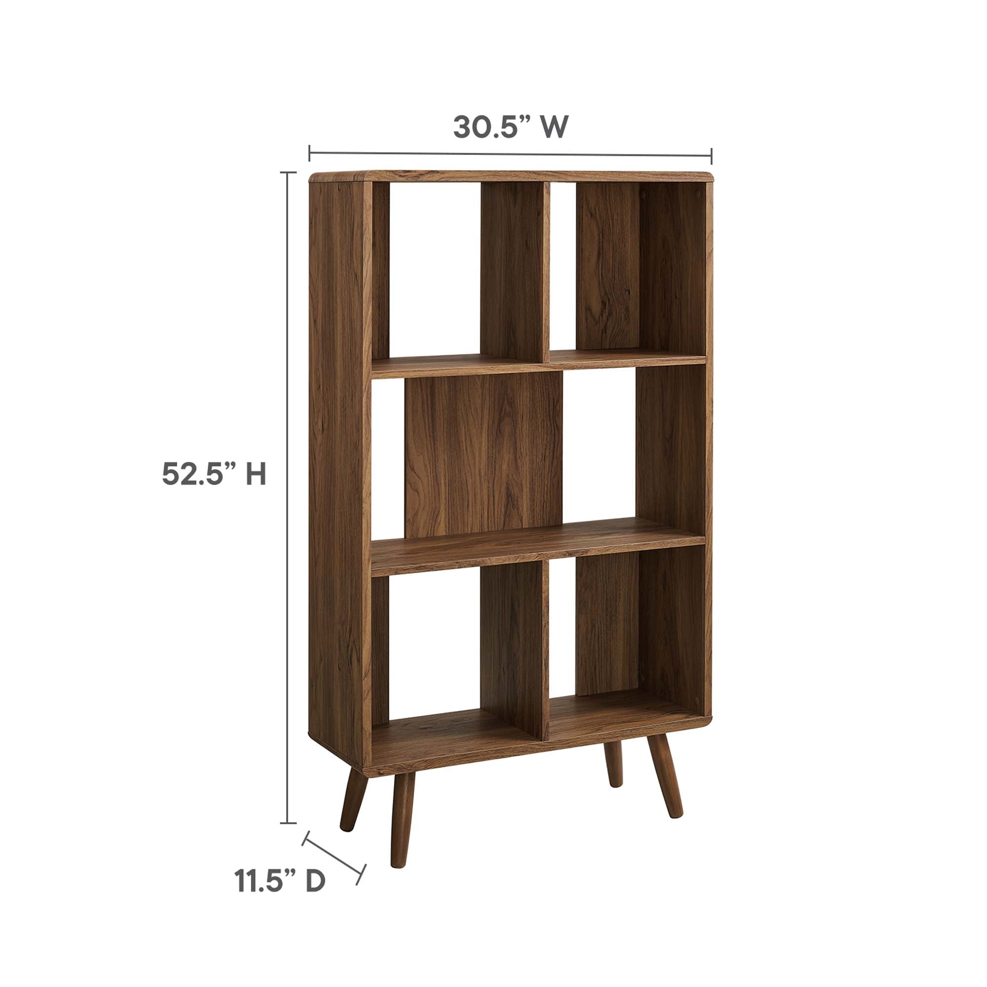 Transmit 5 Shelf Wood Grain Bookcase, Walnut