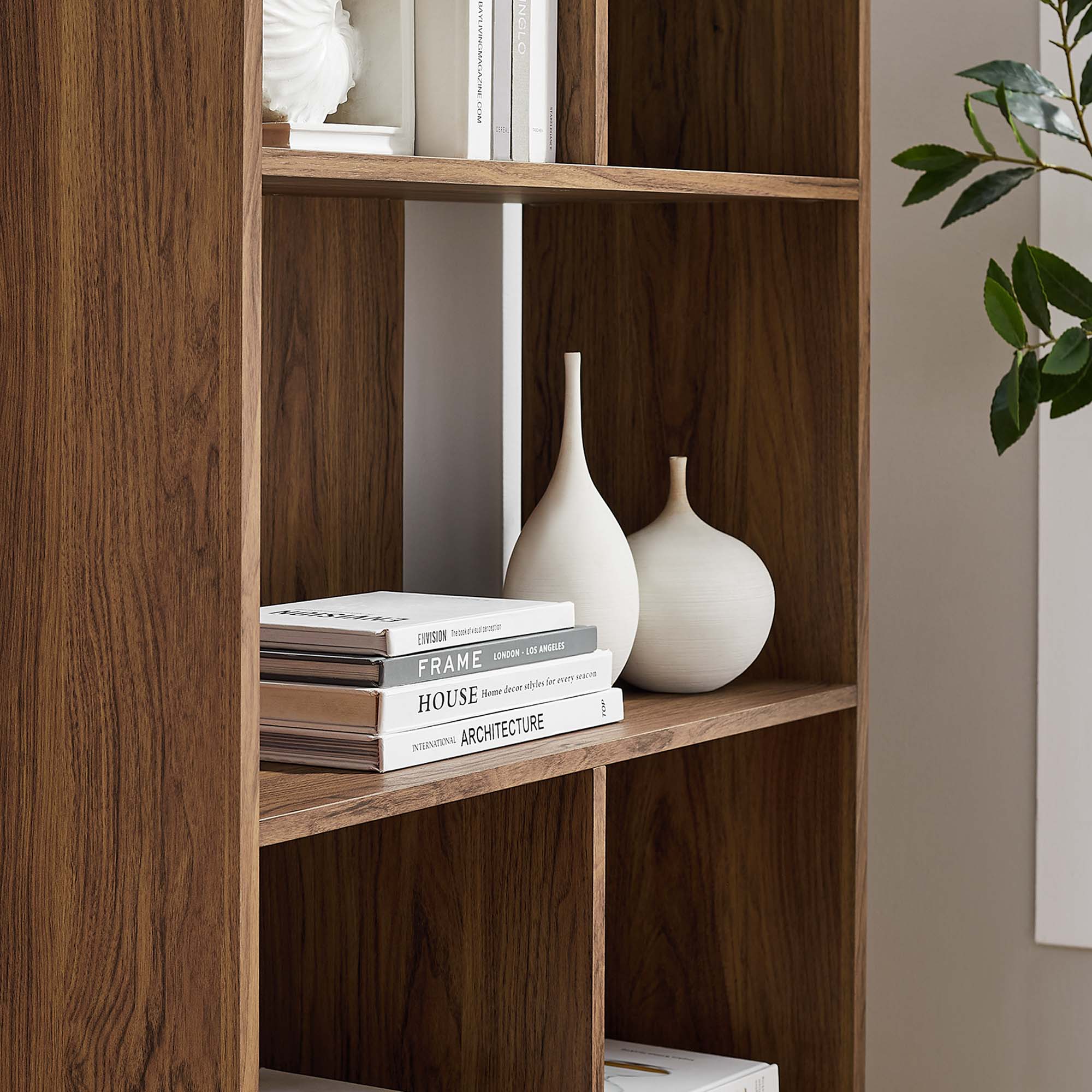 Transmit 5 Shelf Wood Grain Bookcase, Walnut