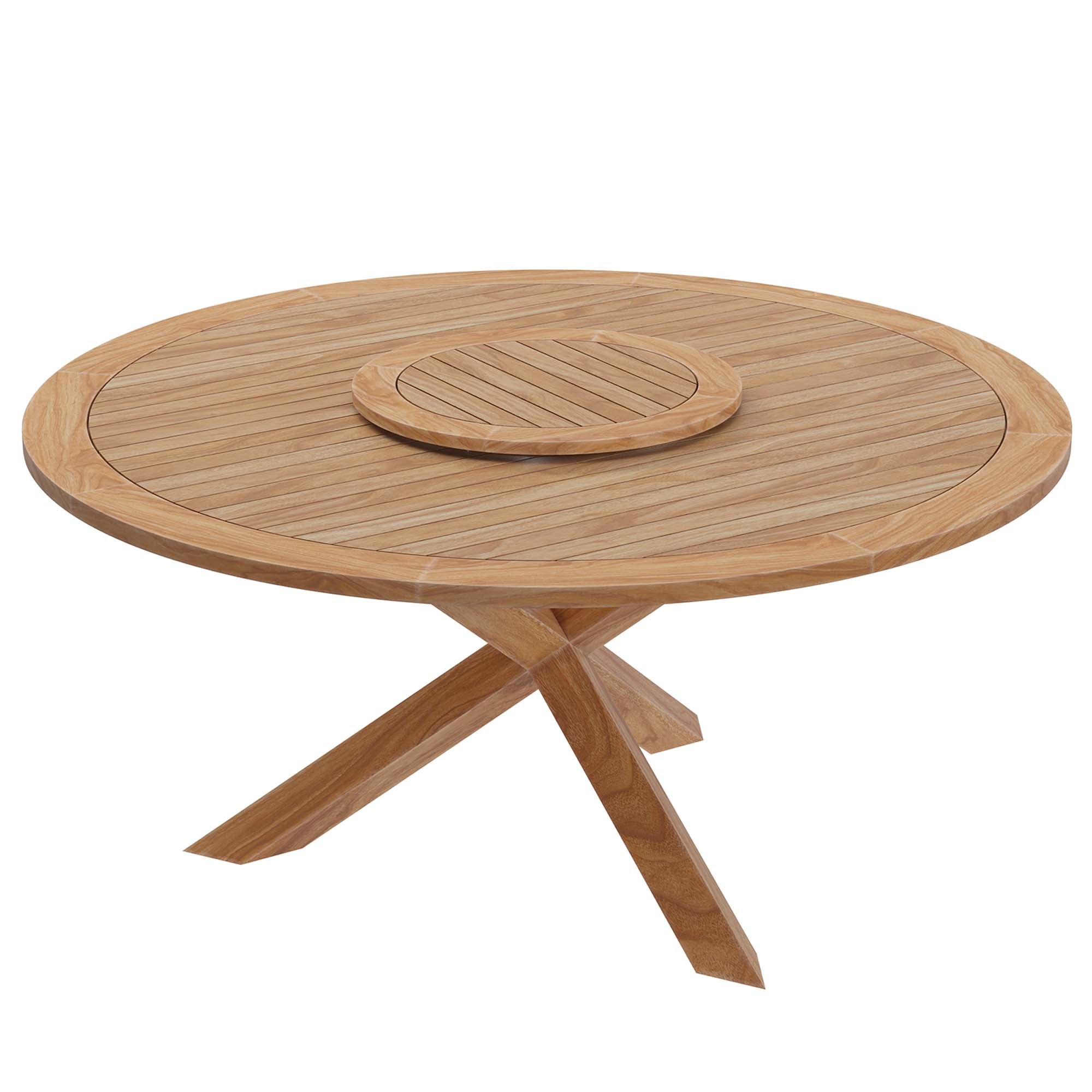 Wellspring 63" Outdoor Patio Teak Wood Dining Table, Natural