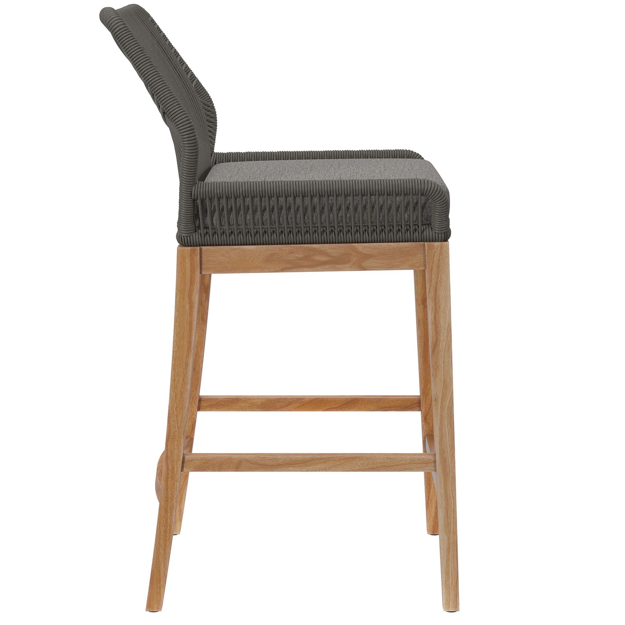 Wellspring 3-Piece Outdoor Patio Teak Wood Bar Set, Gray Graphite