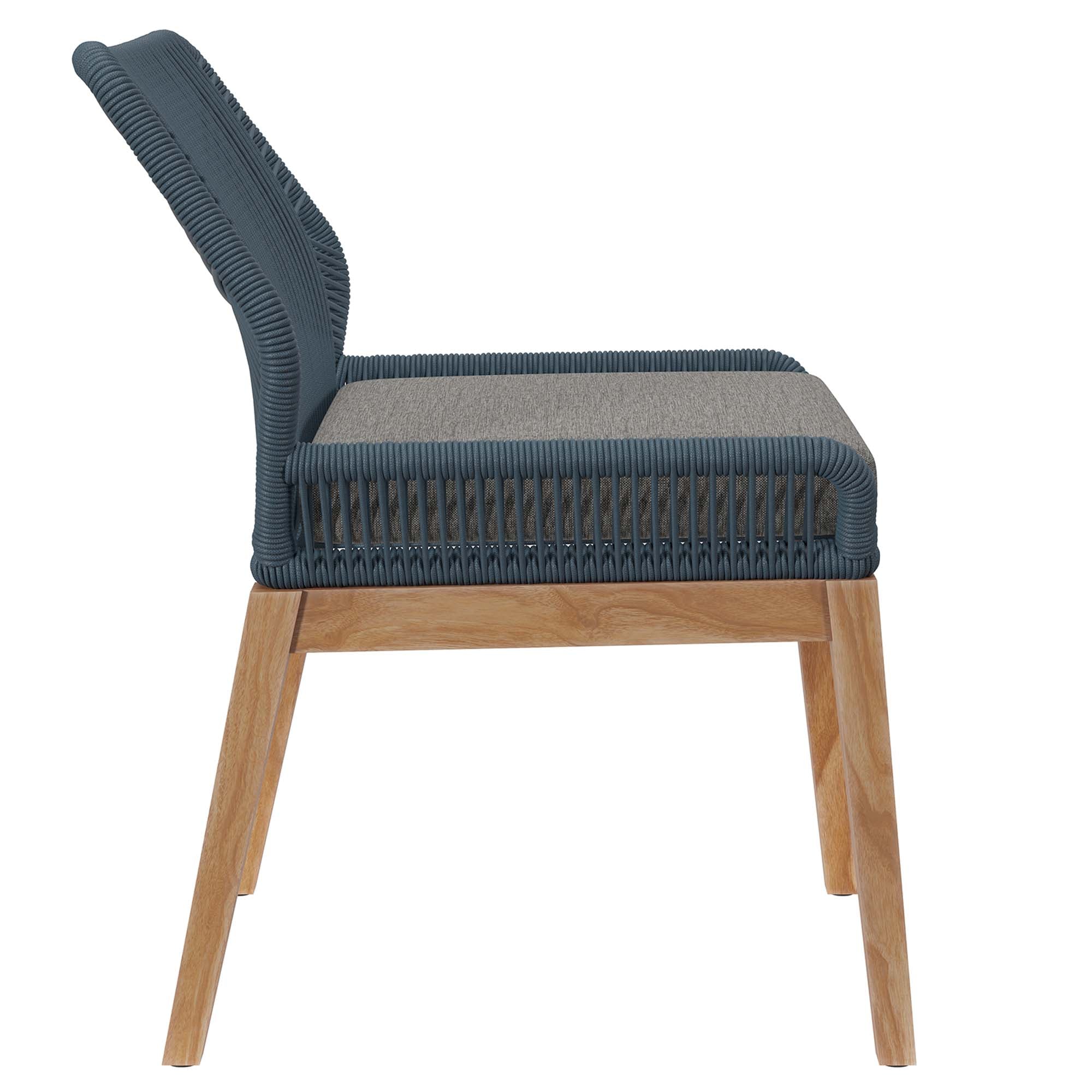 Wellspring Outdoor Patio Teak Wood Dining Chair, Blue Graphite
