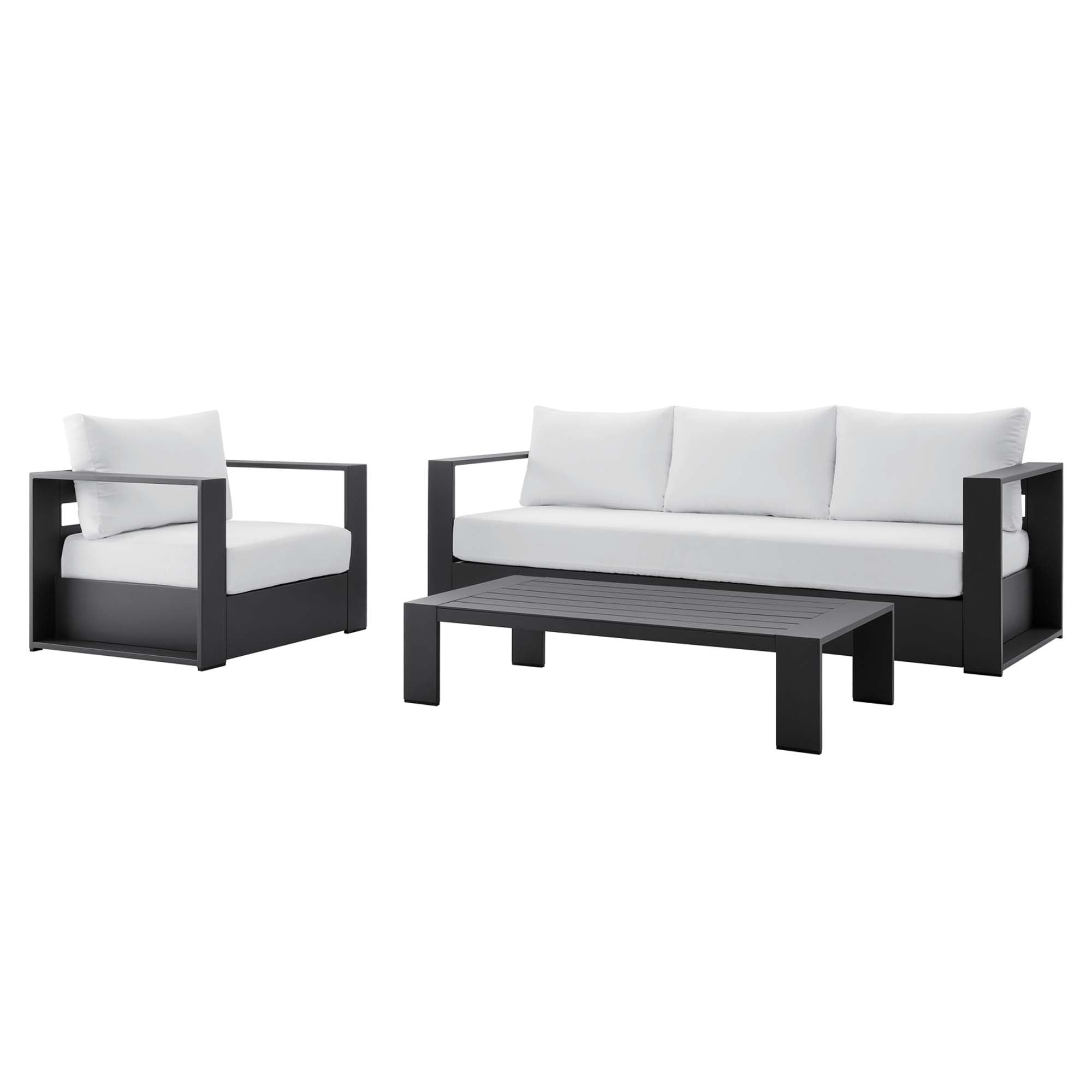Tahoe 3-Piece Outdoor Patio Powder-Coated Aluminum Set, Gray White
