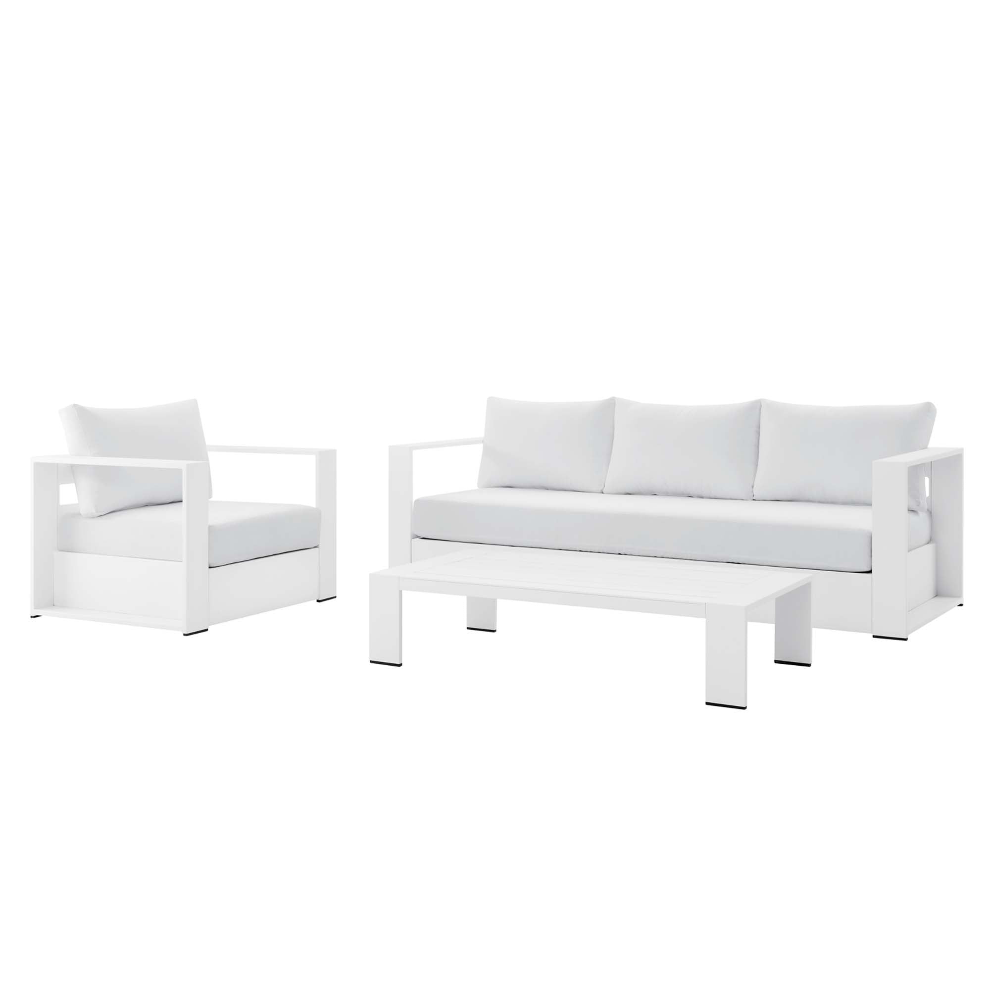 Tahoe 3-Piece Outdoor Patio Powder-Coated Aluminum Set, White White