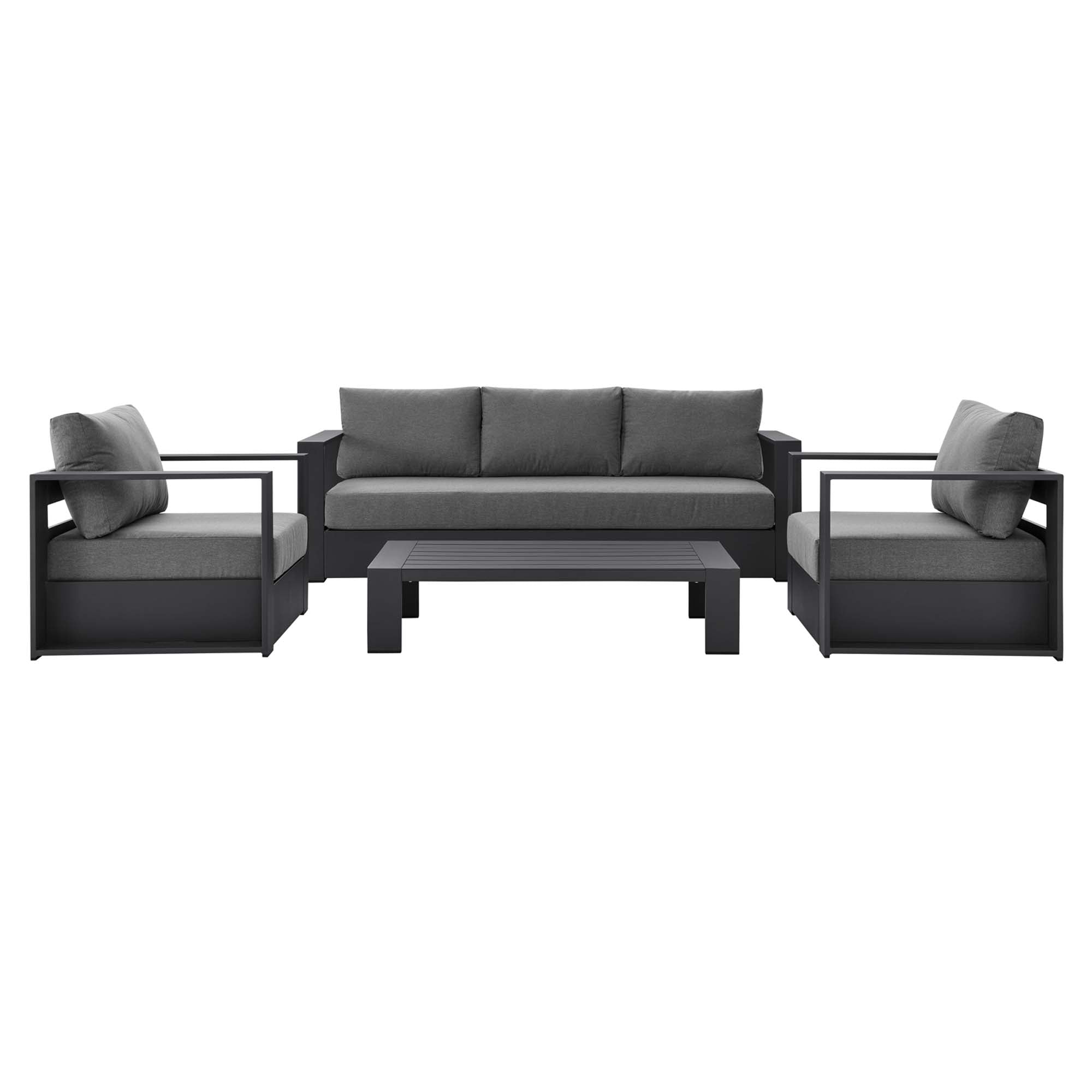Tahoe 4-Piece Outdoor Patio Powder-Coated Aluminum Set, Gray Charcoal