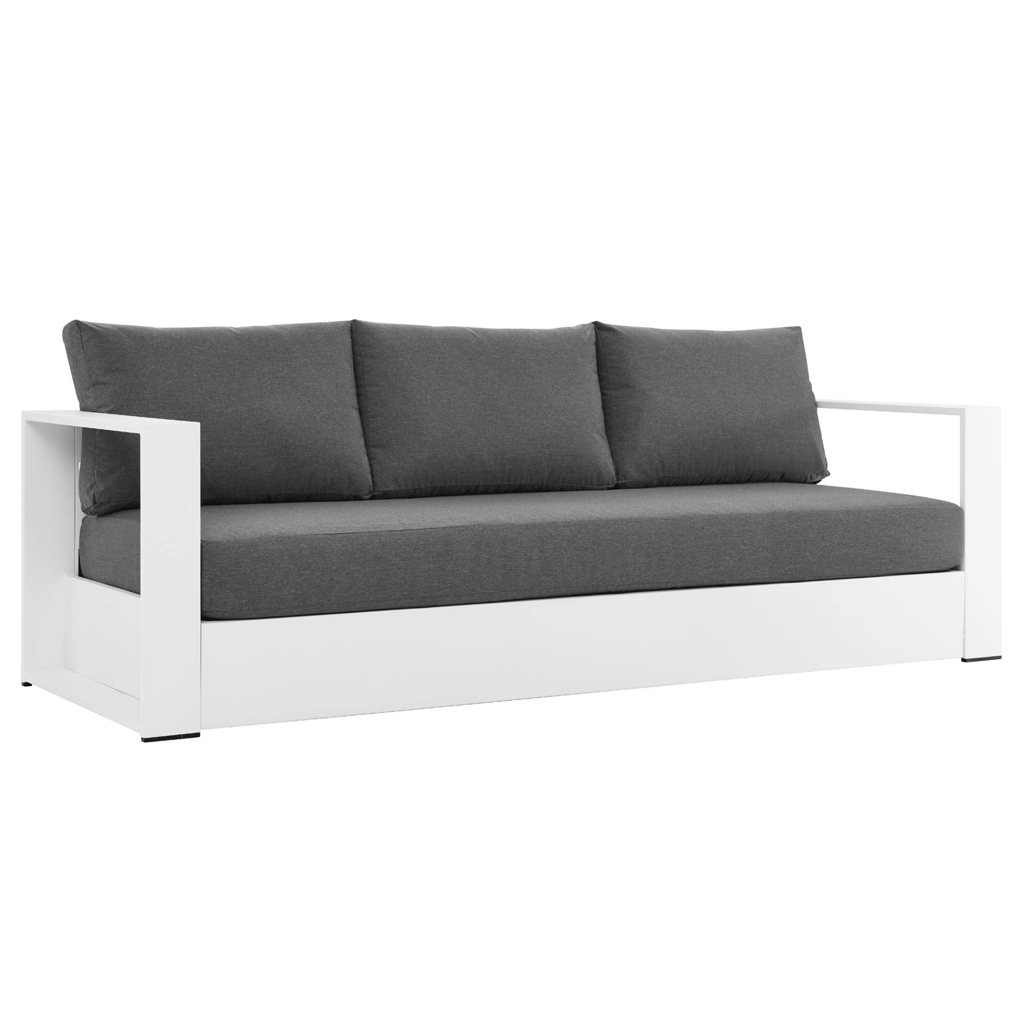 Tahoe 4-Piece Outdoor Patio Powder-Coated Aluminum Set, White Charcoal