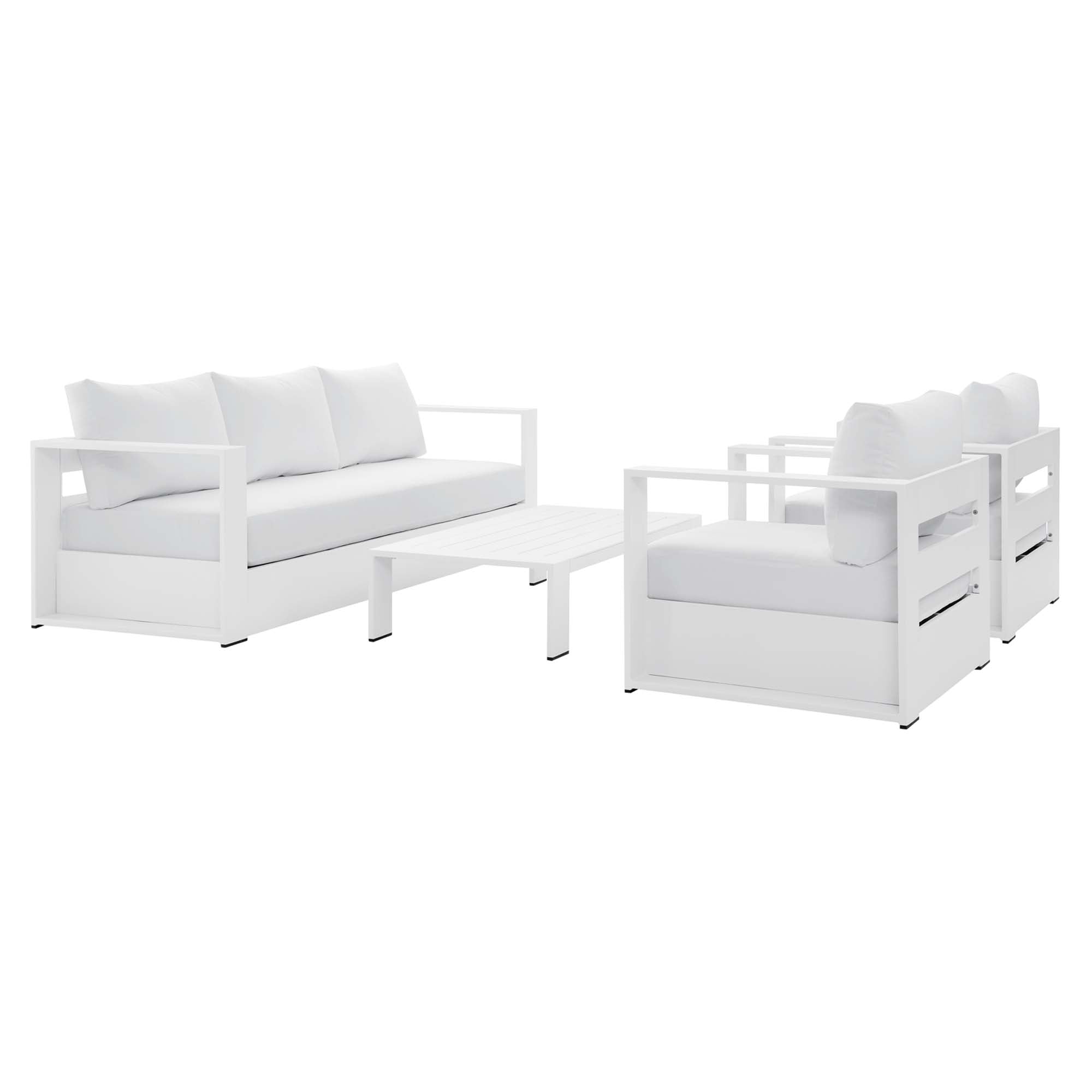 Tahoe 4-Piece Outdoor Patio Powder-Coated Aluminum Set, White White