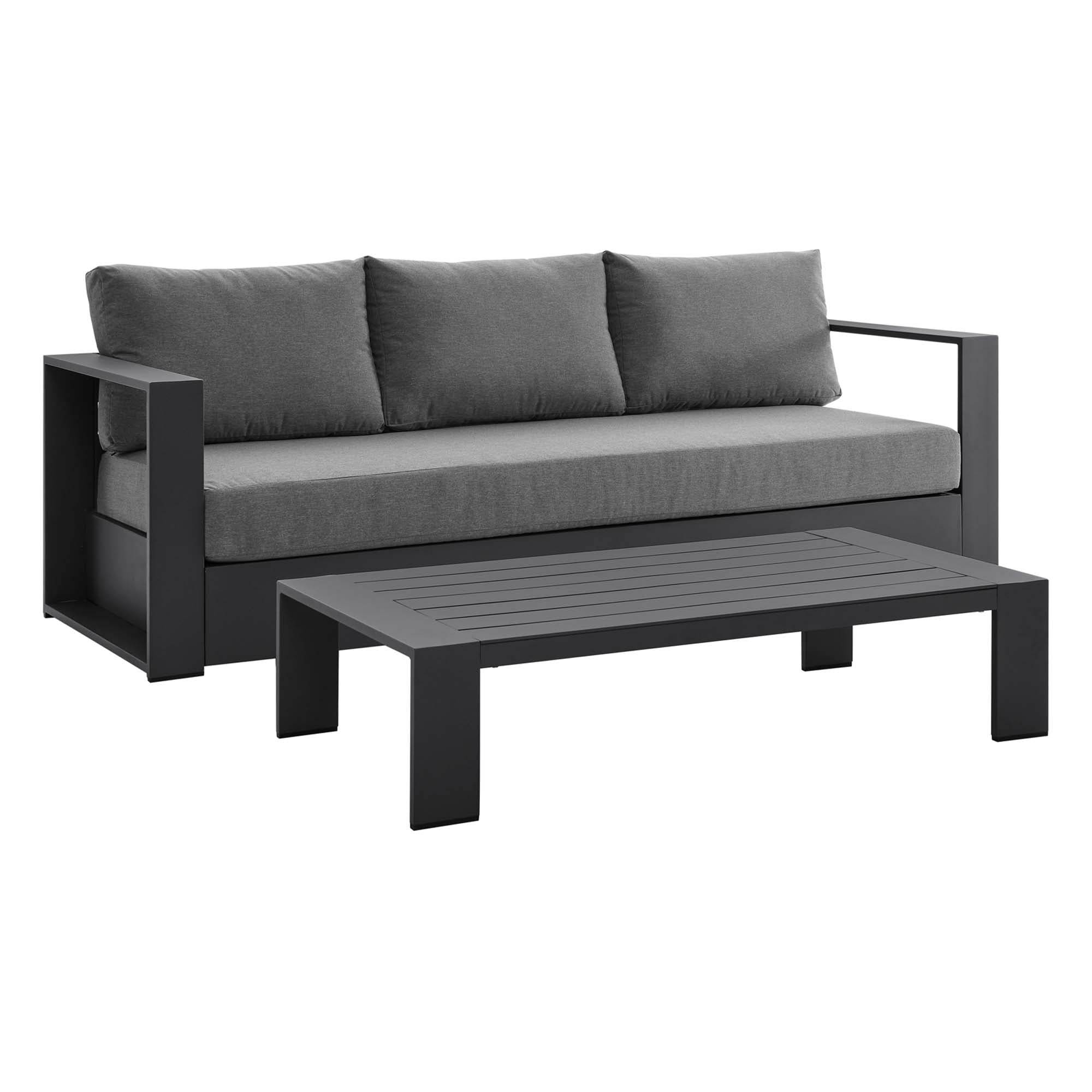 Tahoe 2-Piece Outdoor Patio Powder-Coated Aluminum Set, Gray Charcoal