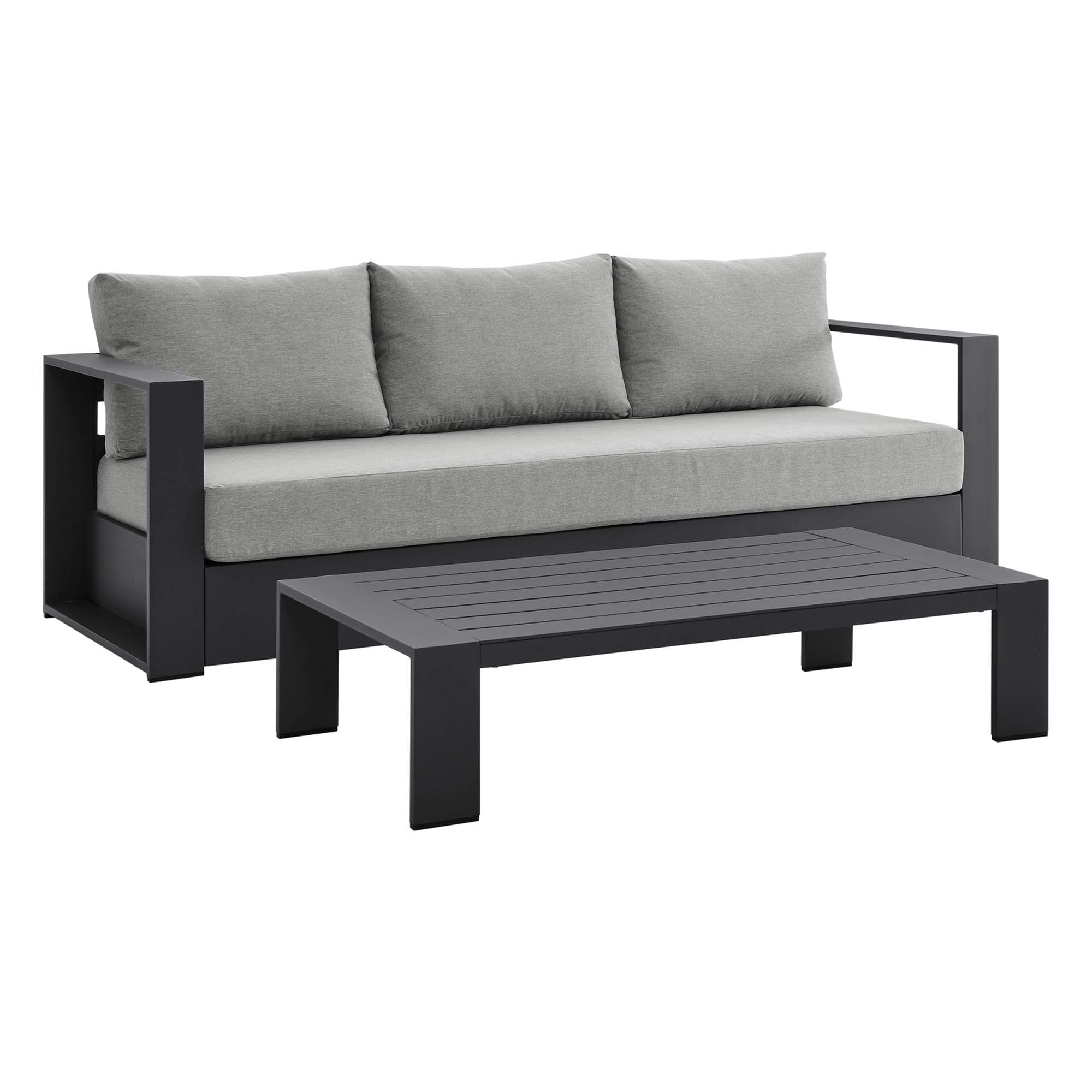 Tahoe 2-Piece Outdoor Patio Powder-Coated Aluminum Set, Gray Gray