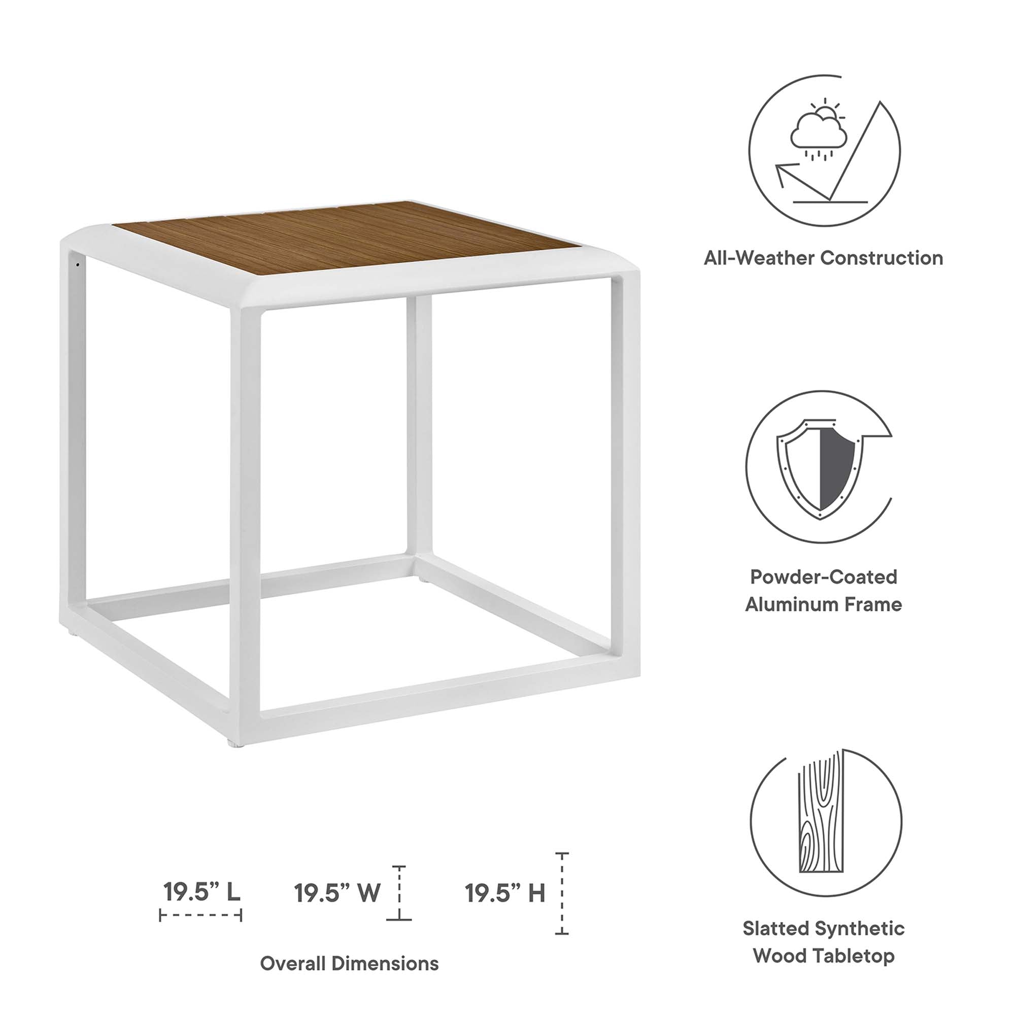Stance 8 Piece Outdoor Patio Aluminum Sectional Sofa Set, White Gray