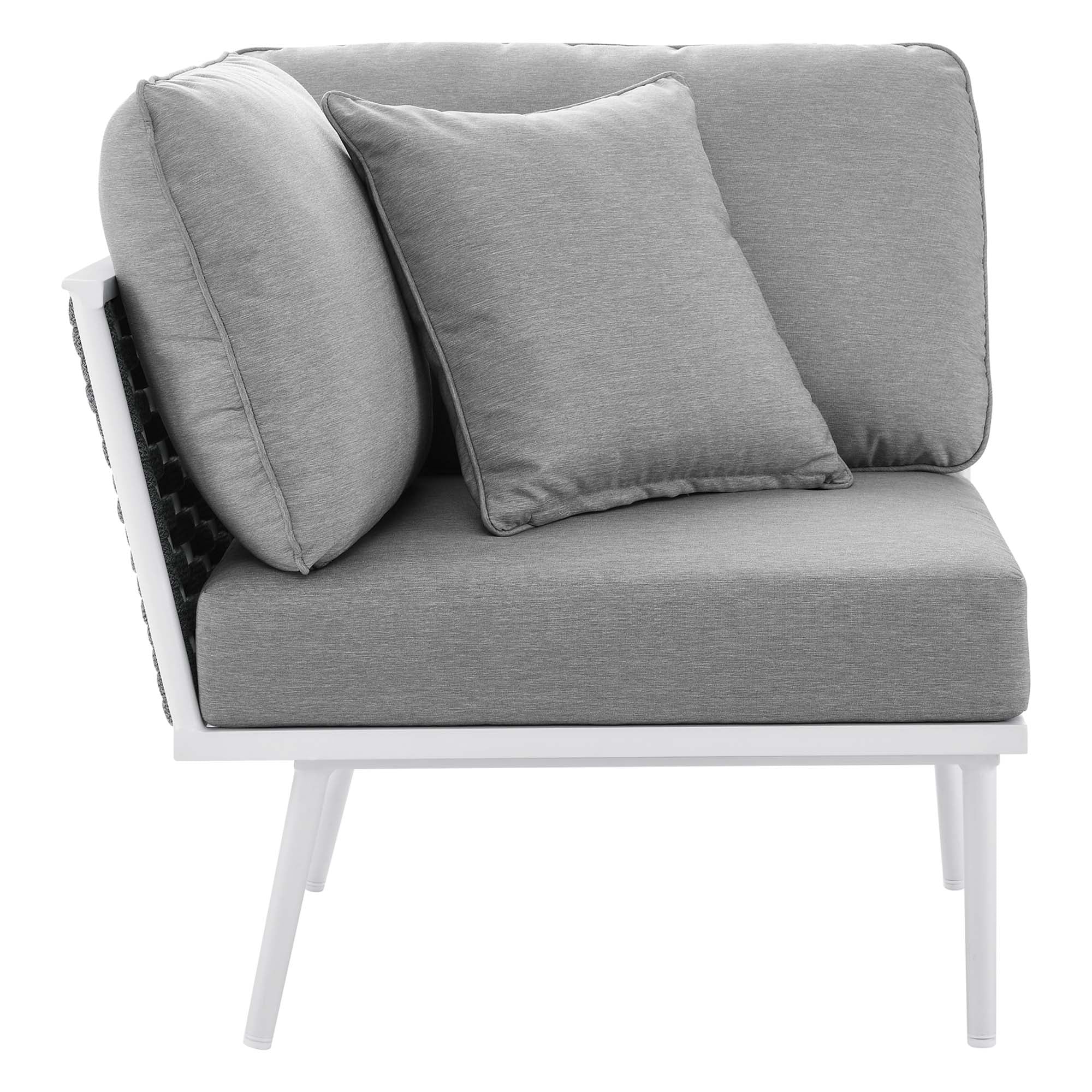 Stance 8 Piece Outdoor Patio Aluminum Sectional Sofa Set, White Gray