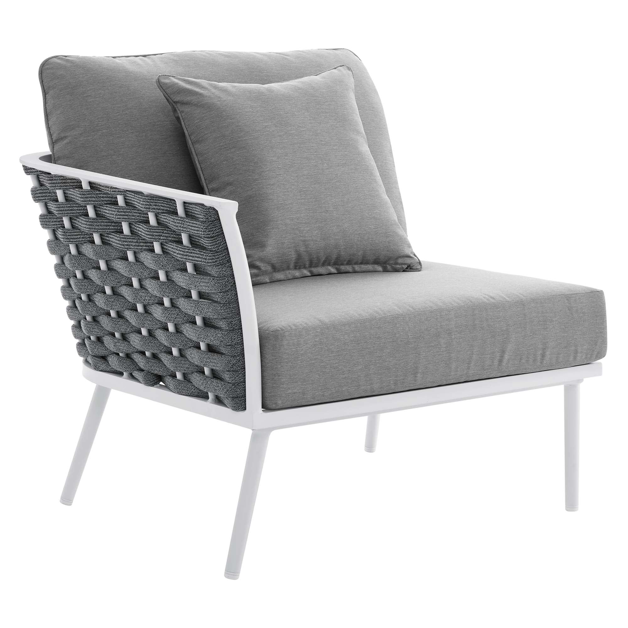Stance 9 Piece Aluminum Outdoor Patio Aluminum Sectional Sofa Set, White Gray