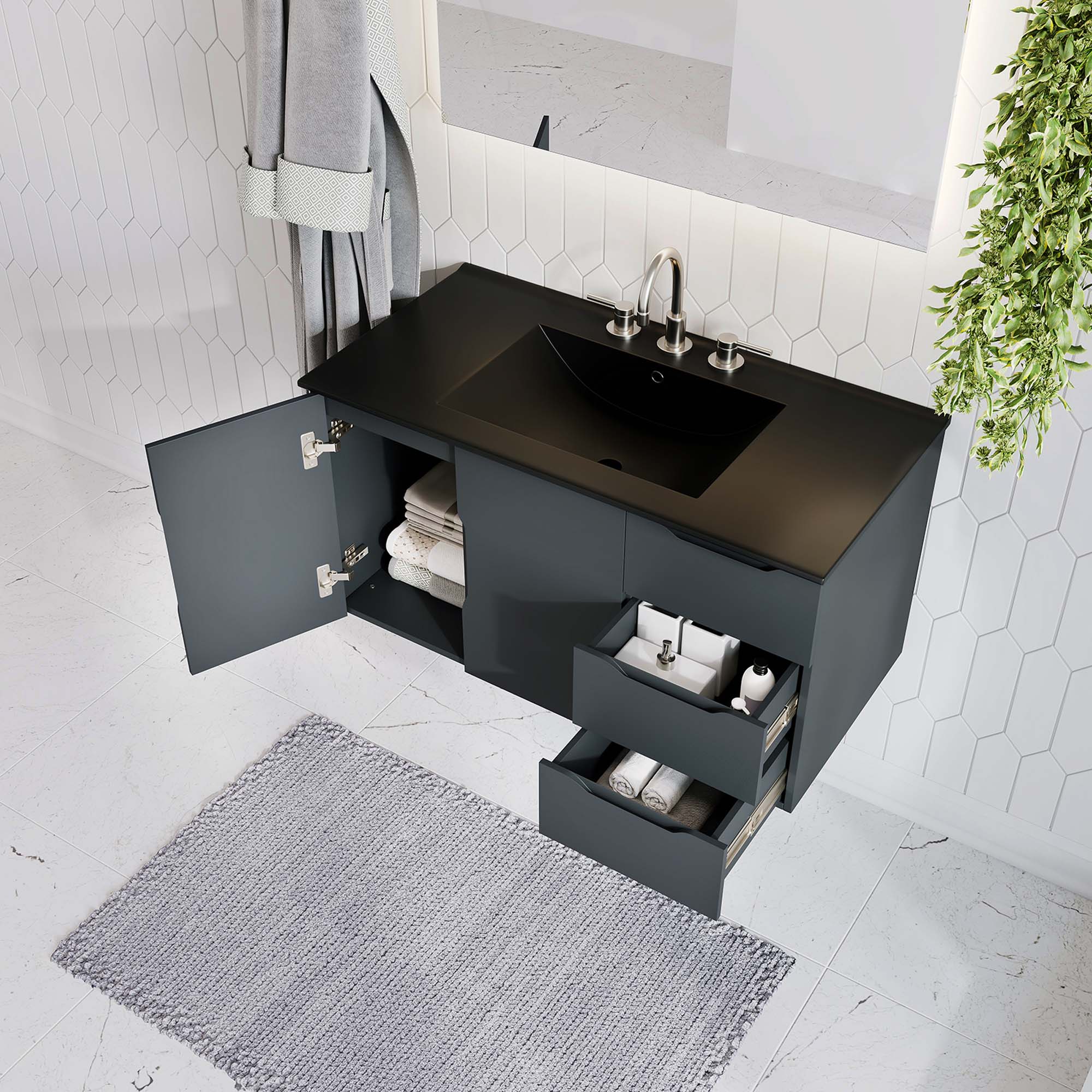 Vitality 36" Bathroom Vanity, Gray Black