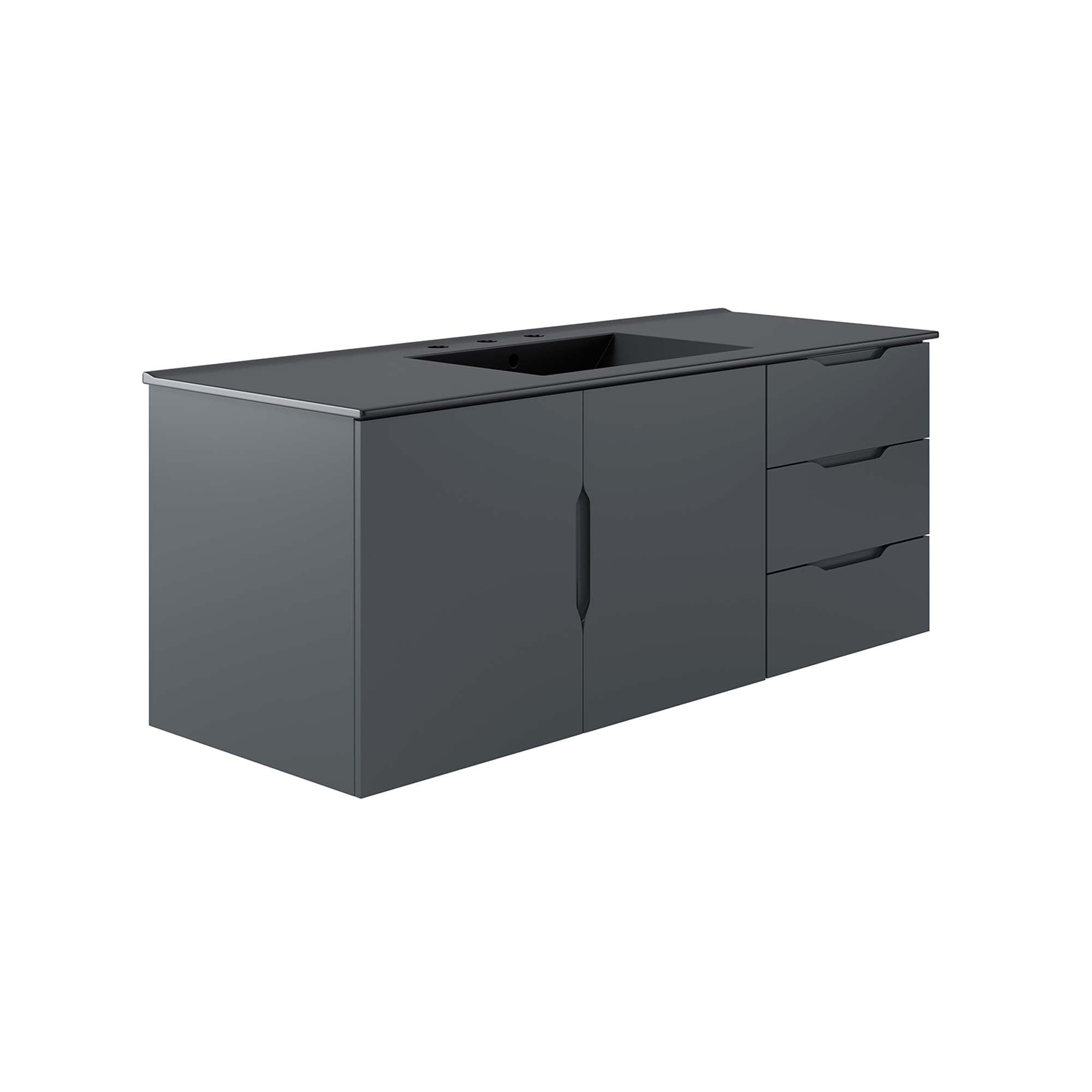 Vitality 48" Single Sink Bathroom Vanity, Gray Black