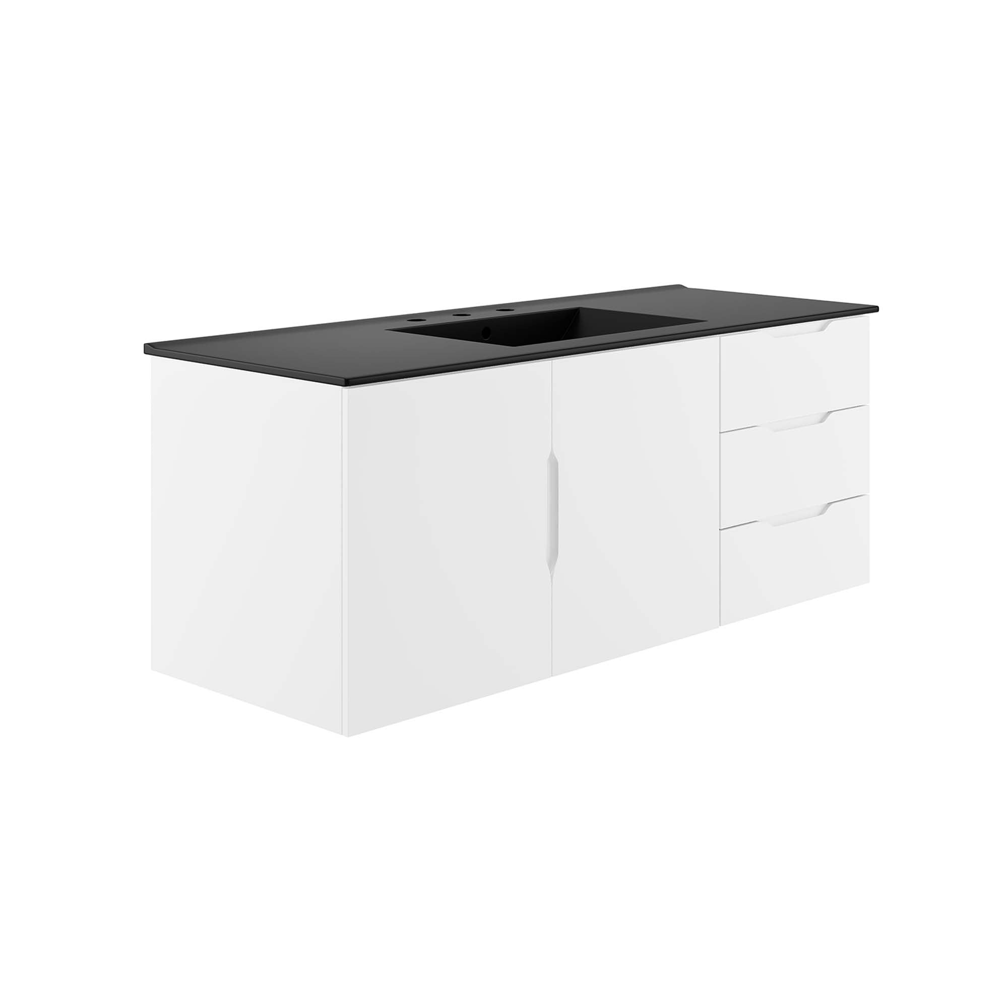Vitality 48" Single Sink Bathroom Vanity, White Black
