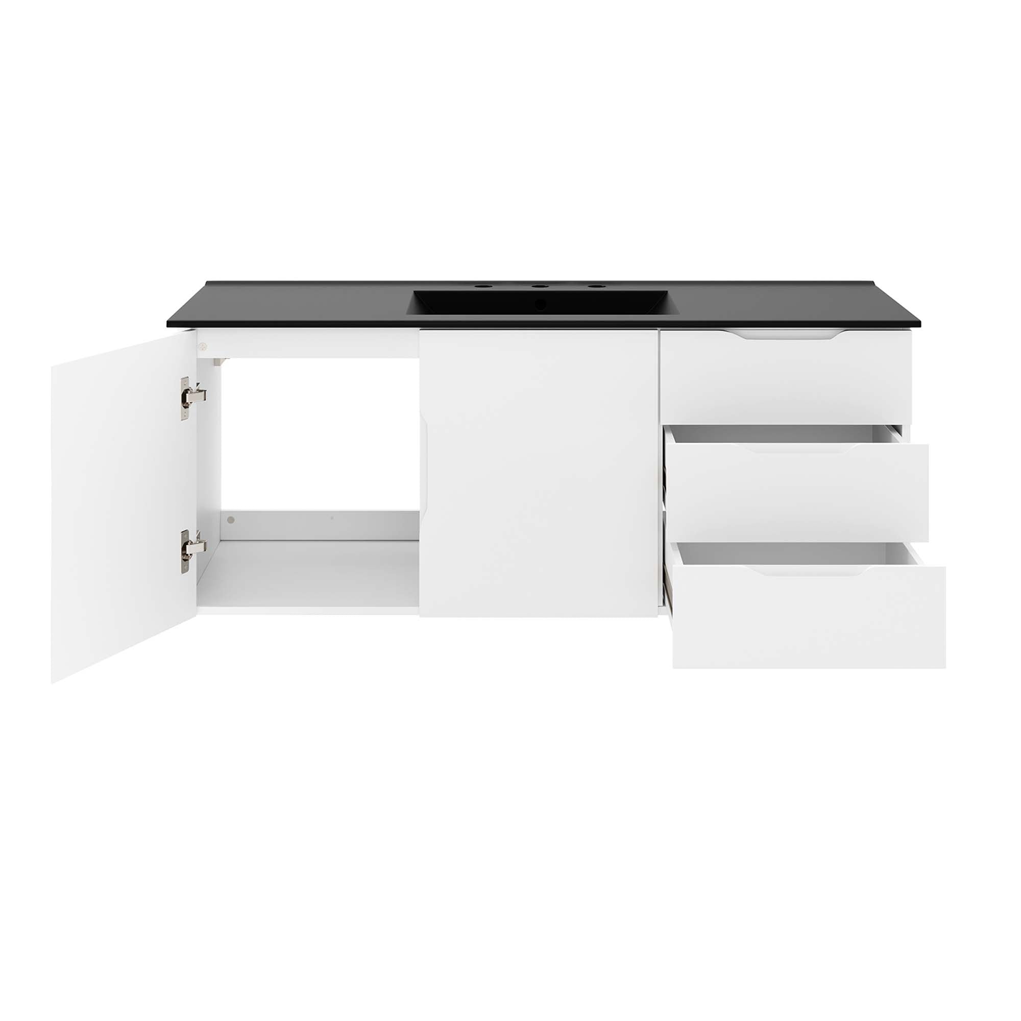 Vitality 48" Single Sink Bathroom Vanity, White Black