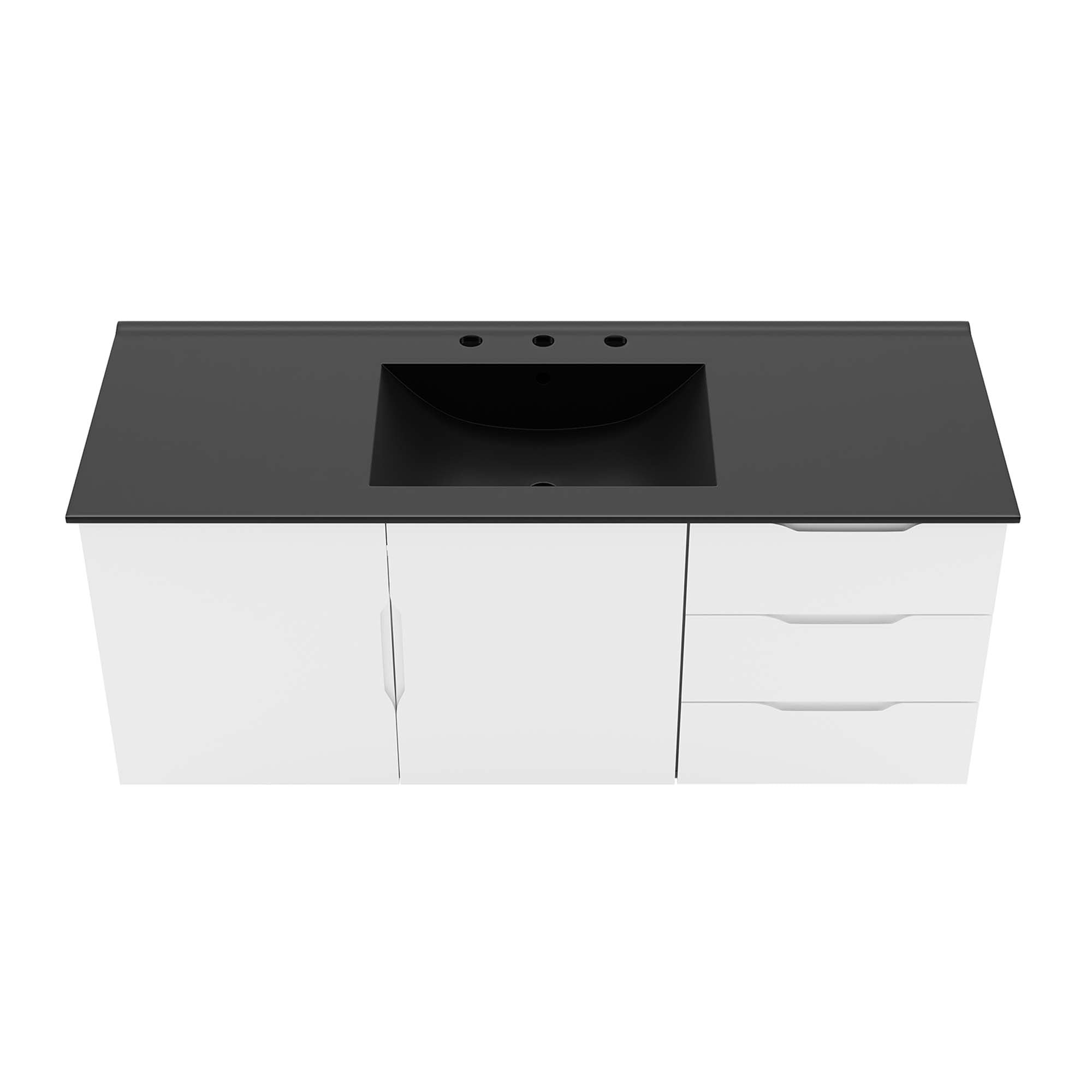 Vitality 48" Single Sink Bathroom Vanity, White Black