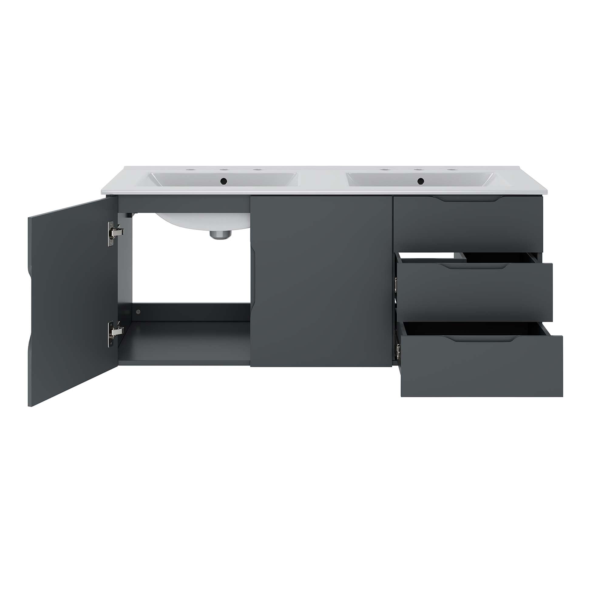 Vitality 48" Double Sink Bathroom Vanity, Gray White