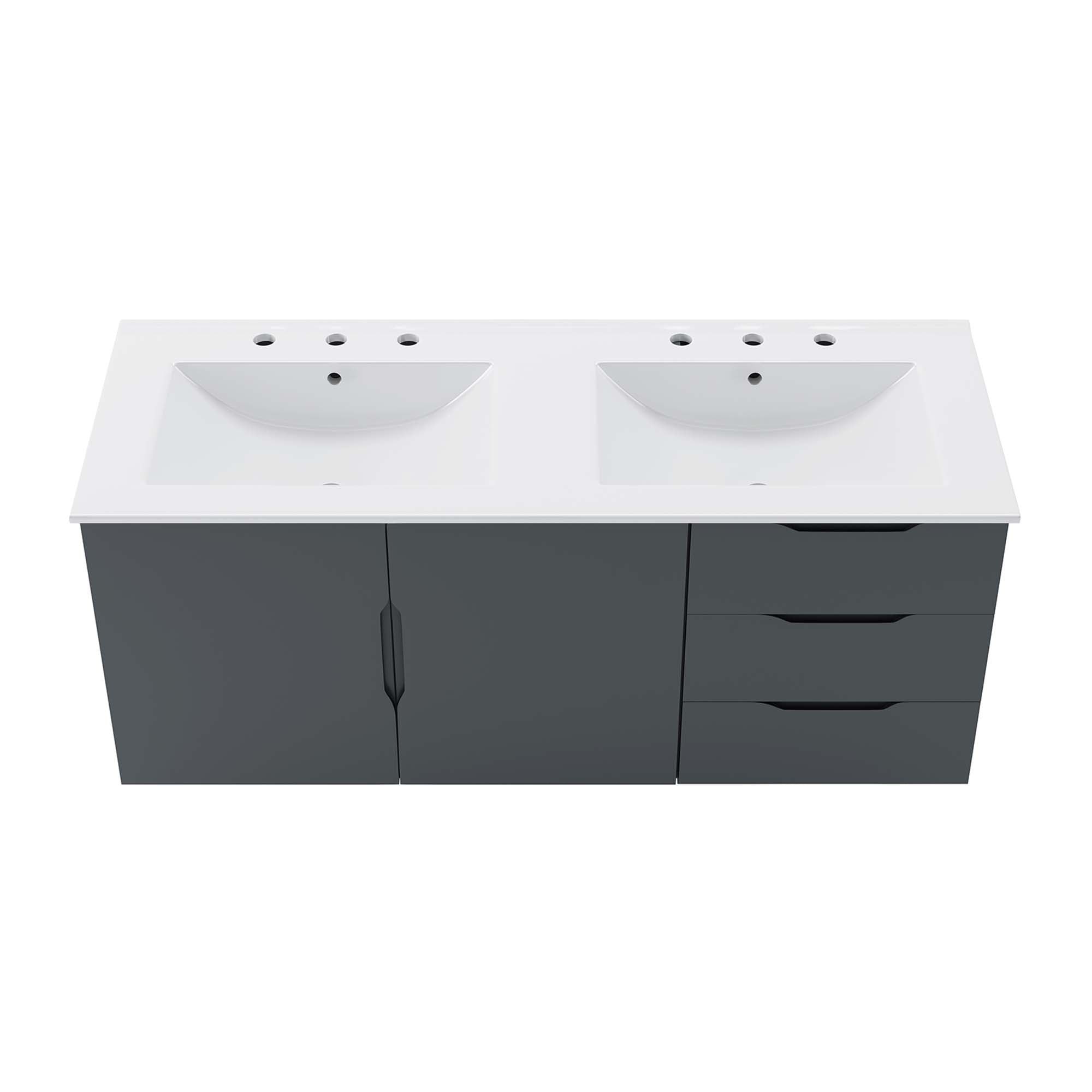 Vitality 48" Double Sink Bathroom Vanity, Gray White