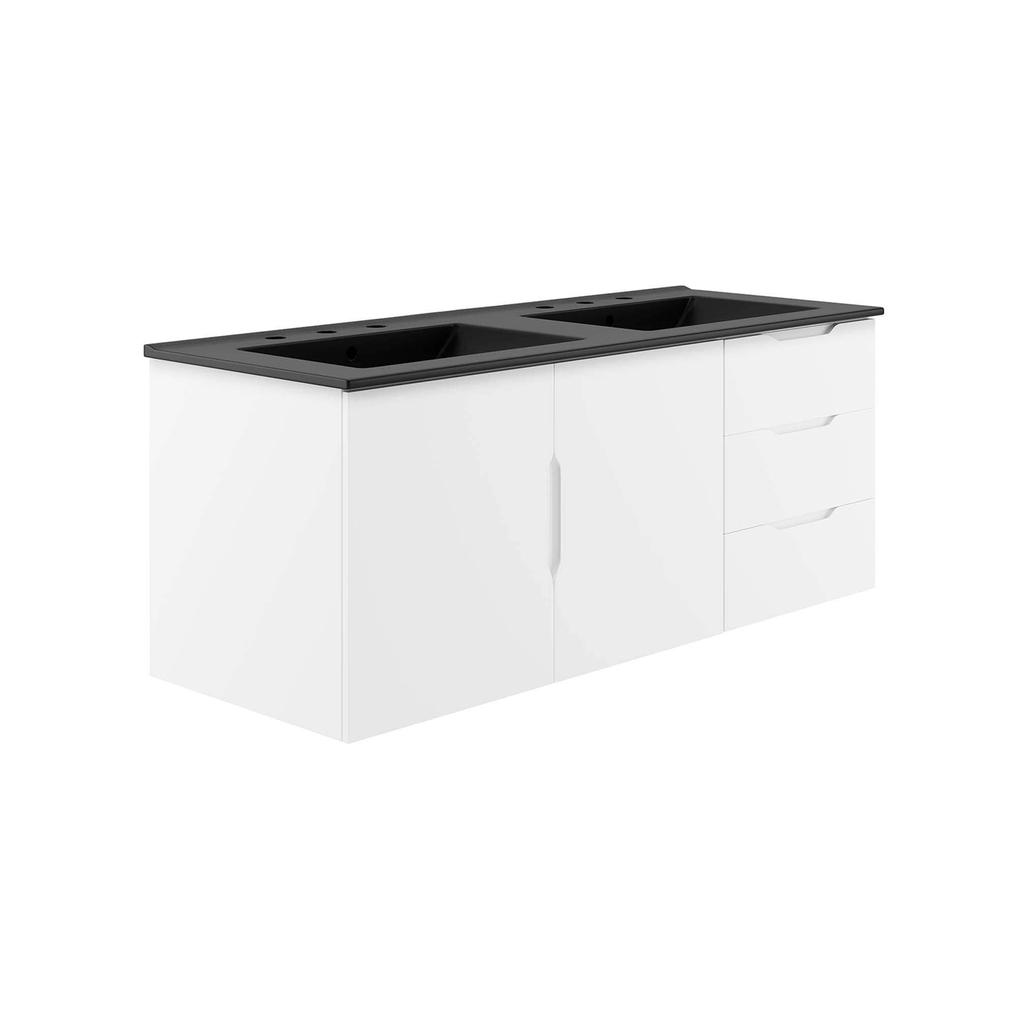 Vitality 48" Double Sink Bathroom Vanity, White Black
