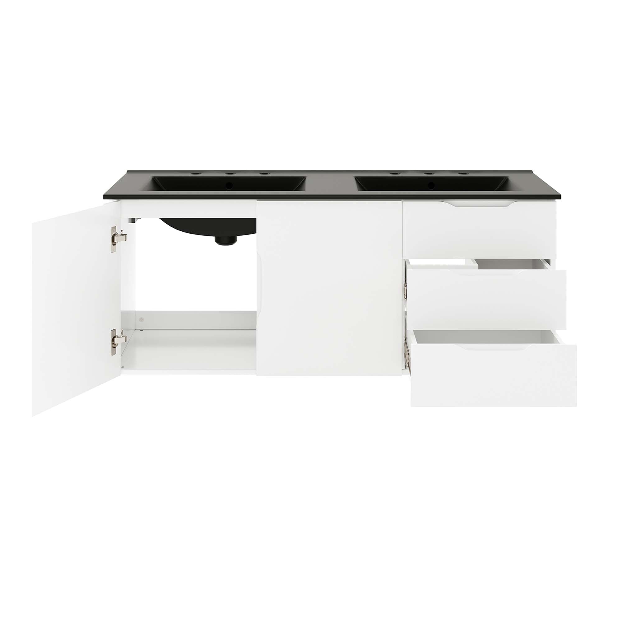 Vitality 48" Double Sink Bathroom Vanity, White Black