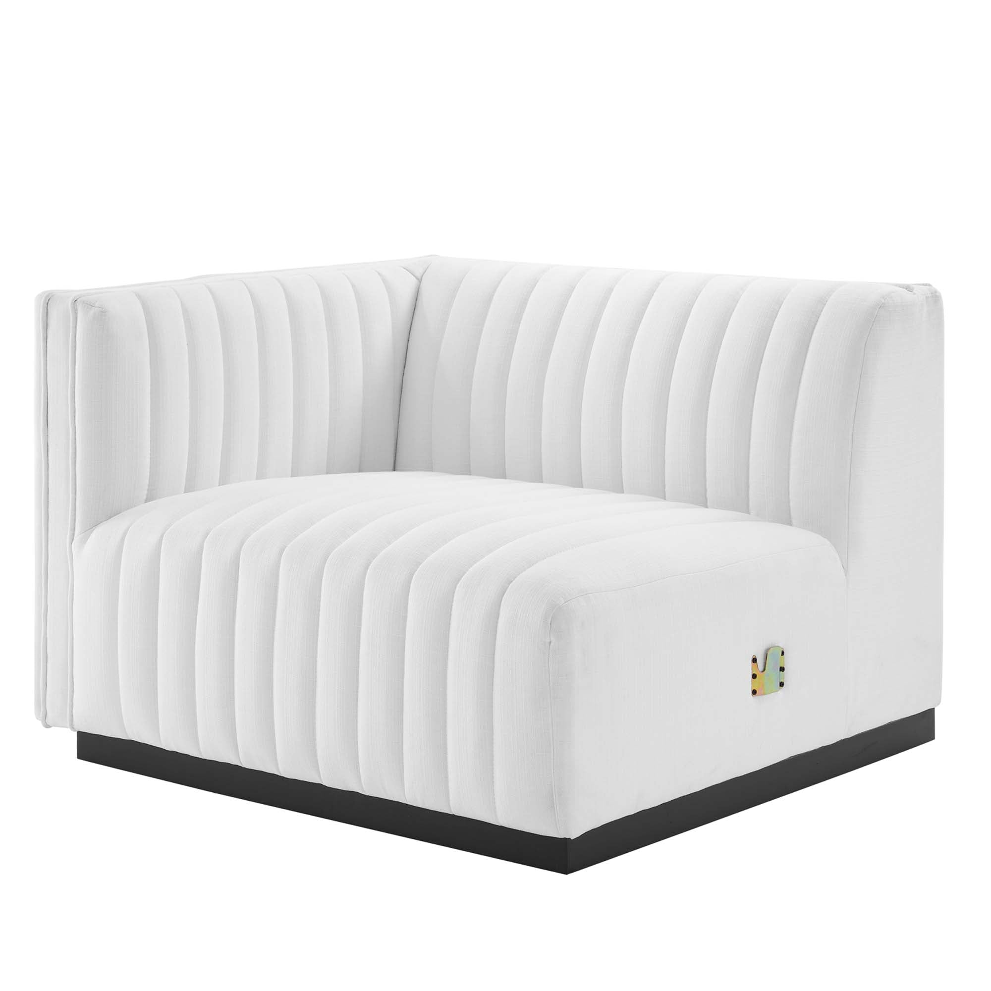 Conjure Channel Tufted Upholstered Fabric Loveseat, Black White
