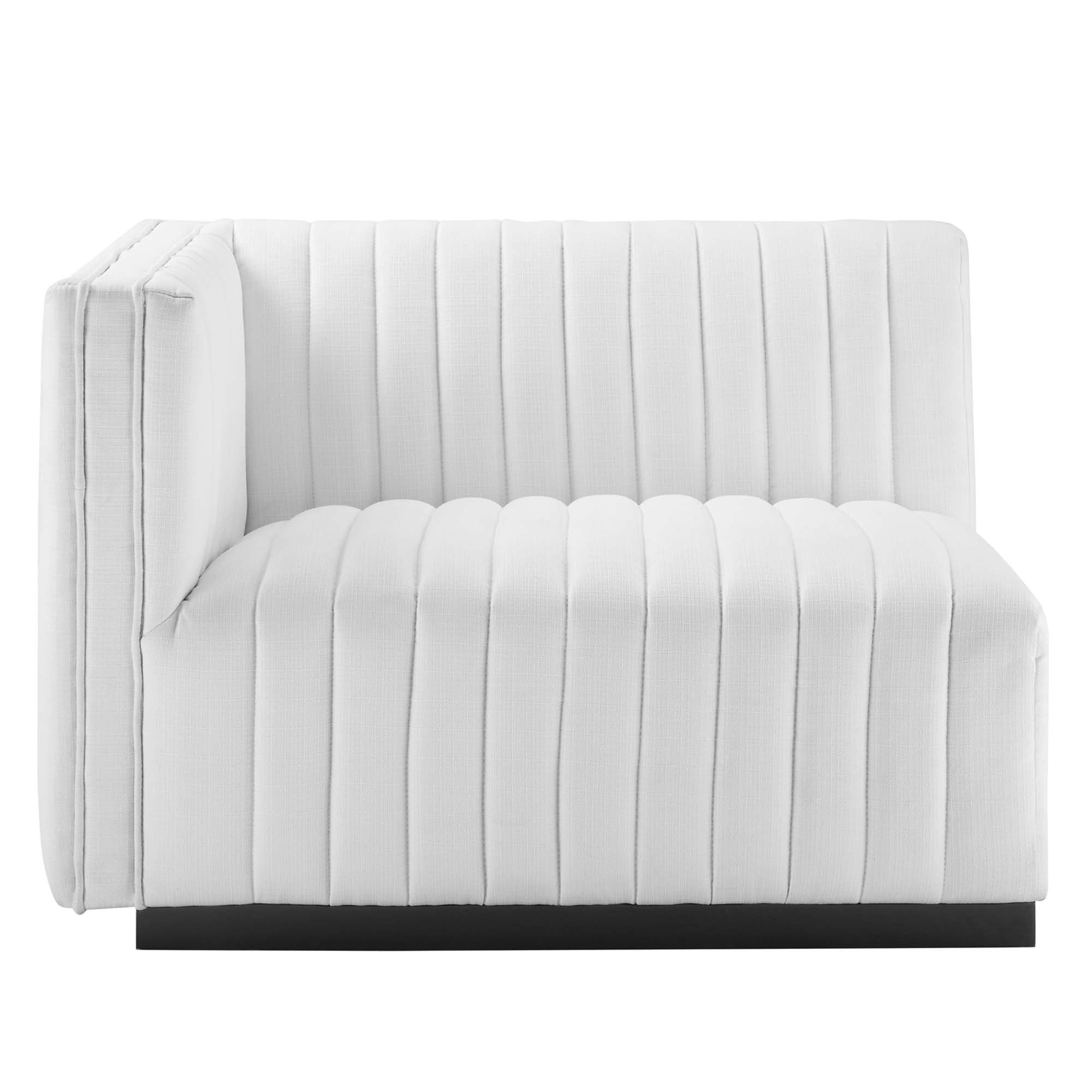Conjure Channel Tufted Upholstered Fabric Loveseat, Black White