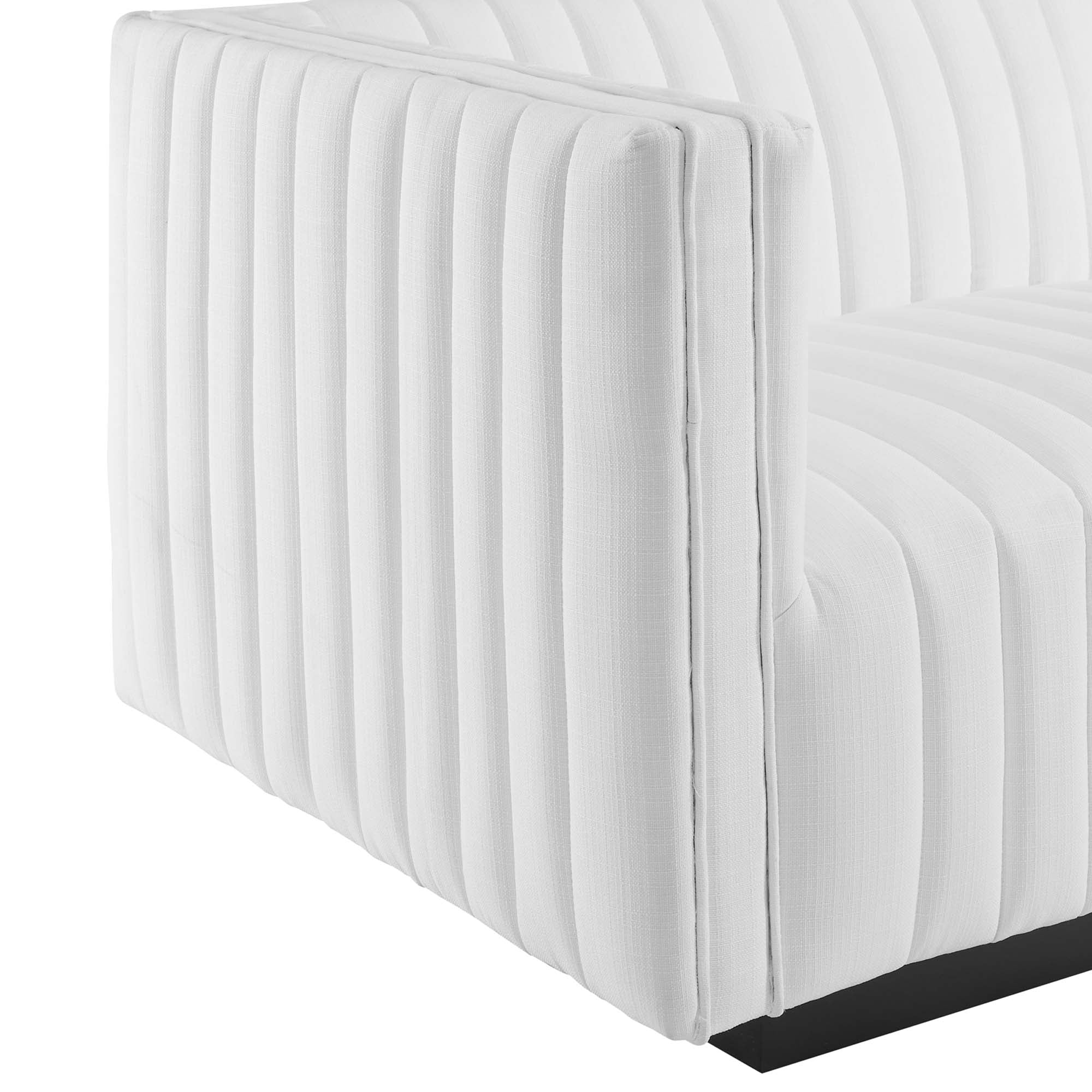 Conjure Channel Tufted Upholstered Fabric Loveseat, Black White