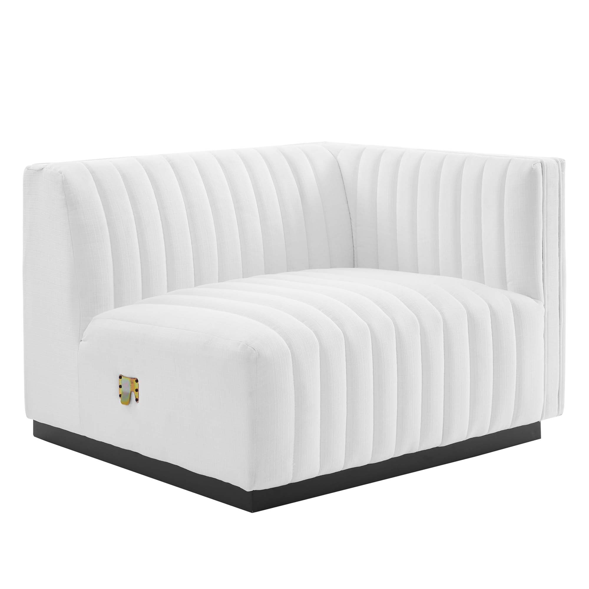 Conjure Channel Tufted Upholstered Fabric Loveseat, Black White