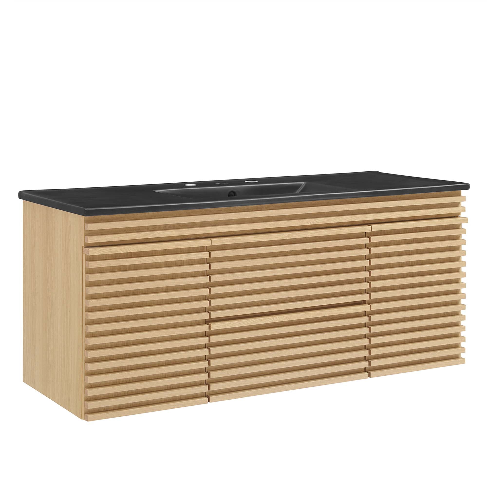 Render 48" Wall-Mount Bathroom Vanity, Oak Black
