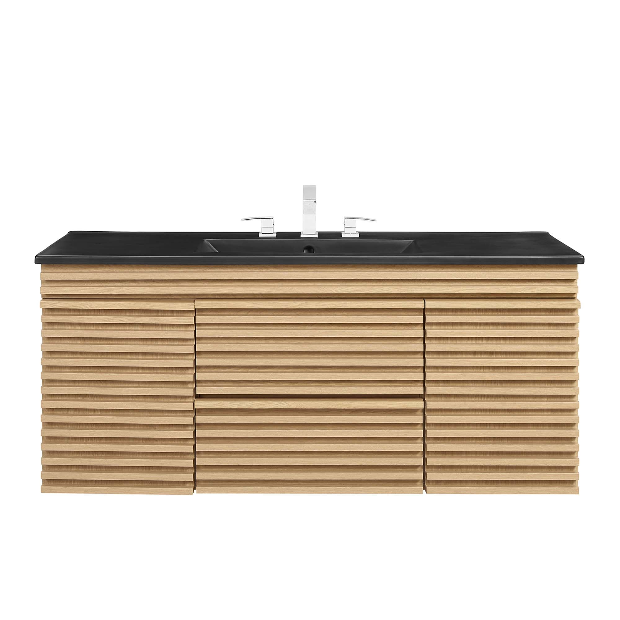 Render 48" Wall-Mount Bathroom Vanity, Oak Black