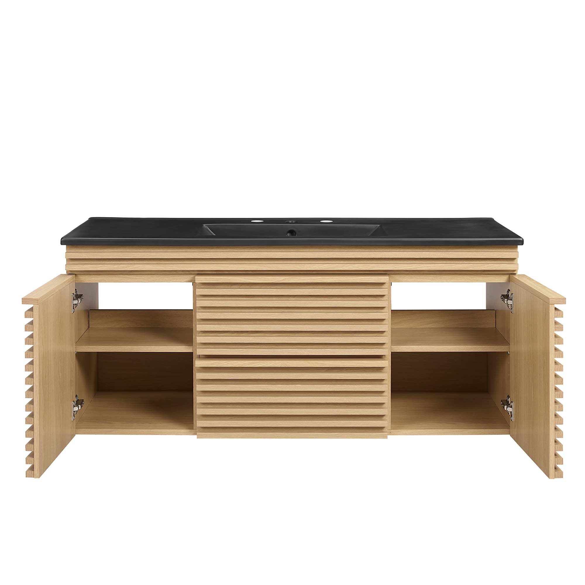 Render 48" Wall-Mount Bathroom Vanity, Oak Black