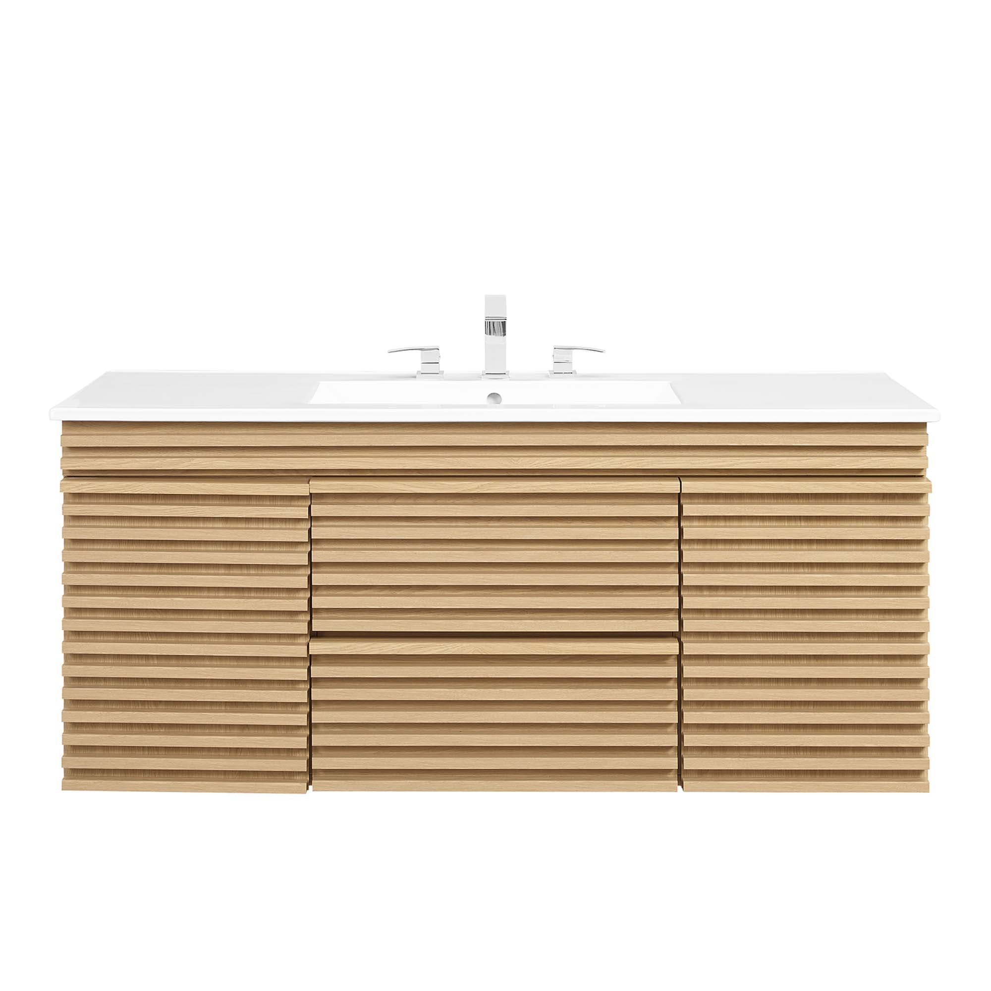 Render 48" Wall-Mount Bathroom Vanity, Oak White