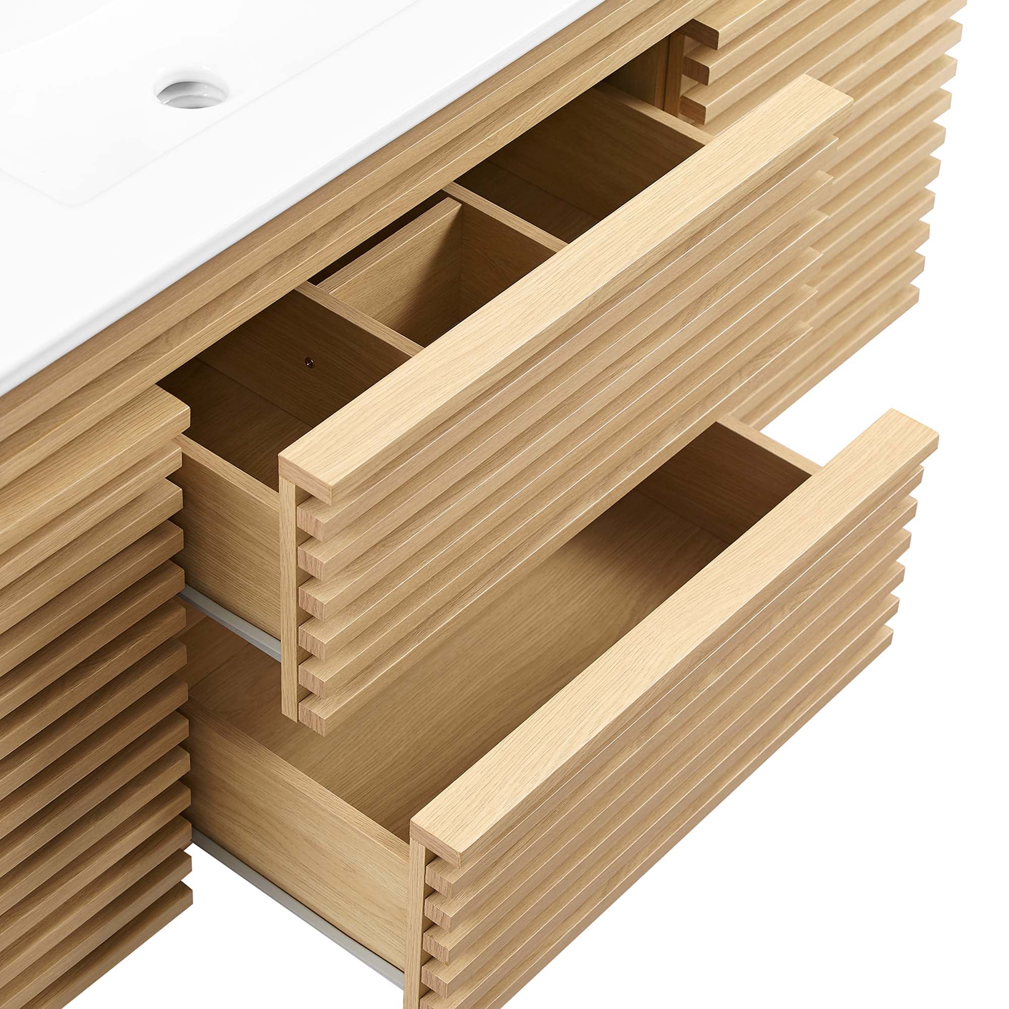 Render 48" Wall-Mount Bathroom Vanity, Oak White