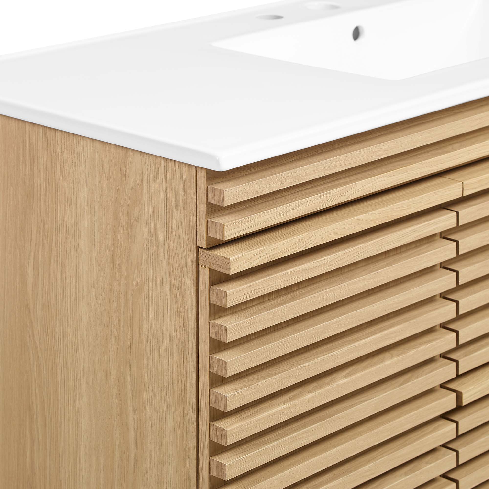 Render 48" Wall-Mount Bathroom Vanity, Oak White