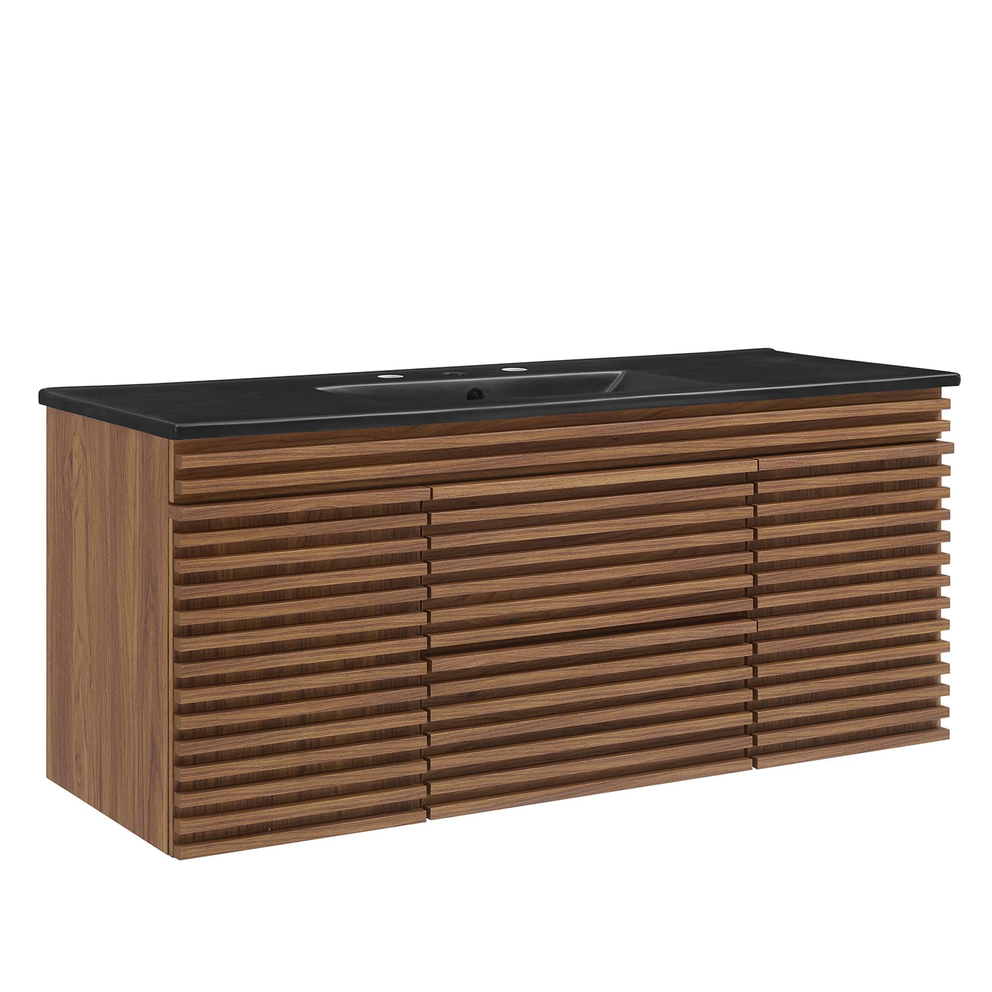 Render 48" Wall-Mount Bathroom Vanity, Walnut Black