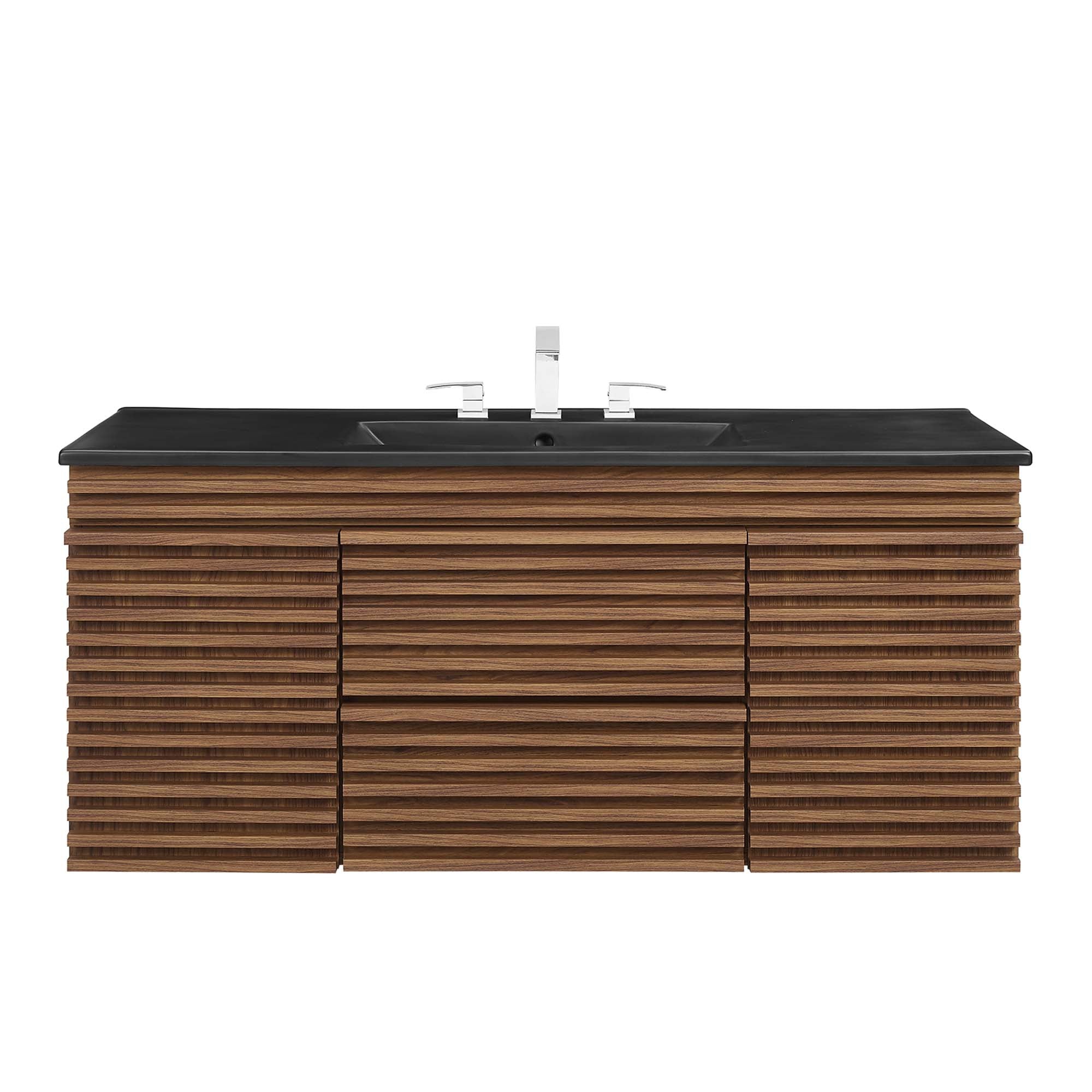 Render 48" Wall-Mount Bathroom Vanity, Walnut Black