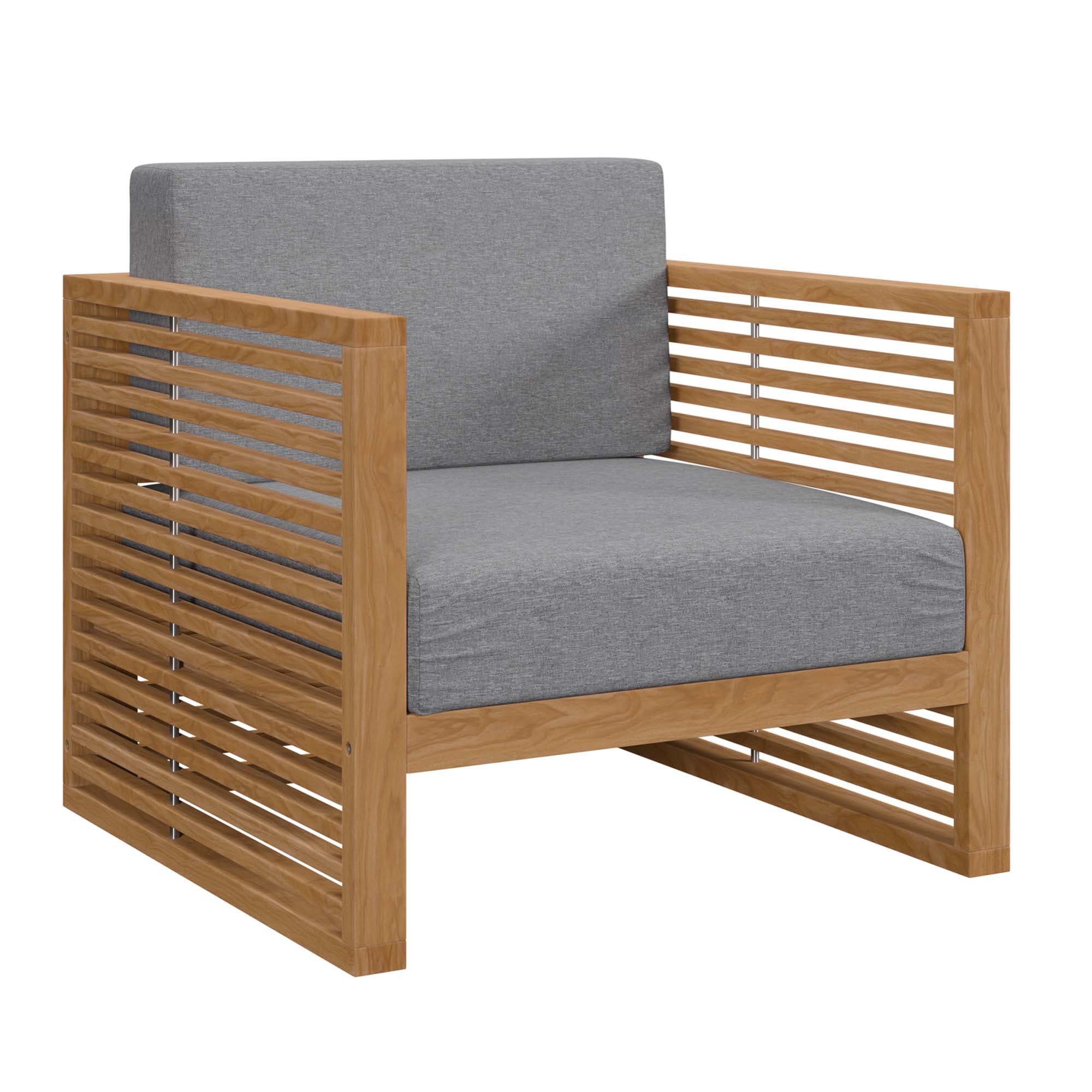 Carlsbad 6-Piece Teak Wood Outdoor Patio Set, Natural Gray