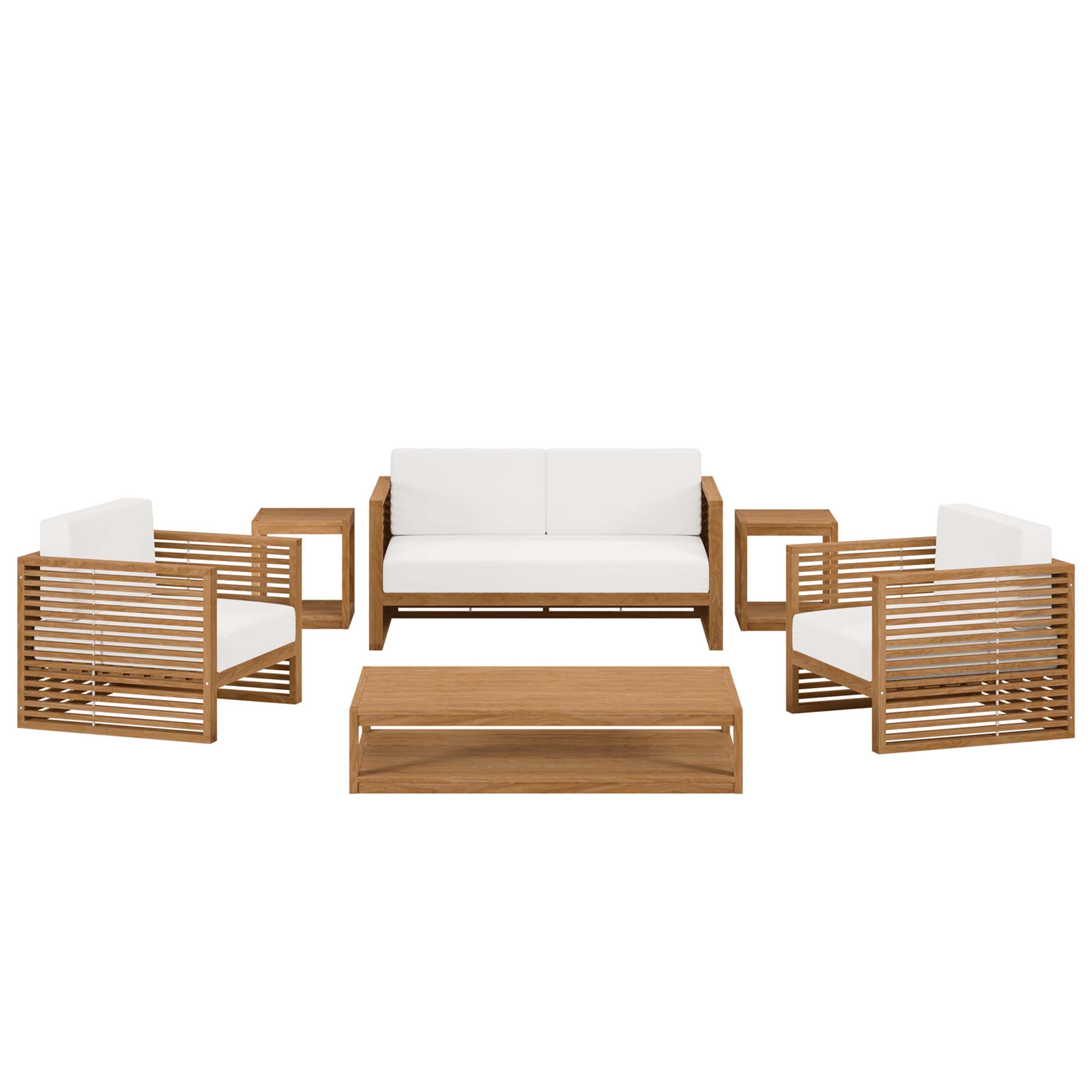 Carlsbad 6-Piece Teak Wood Outdoor Patio Set, Natural White