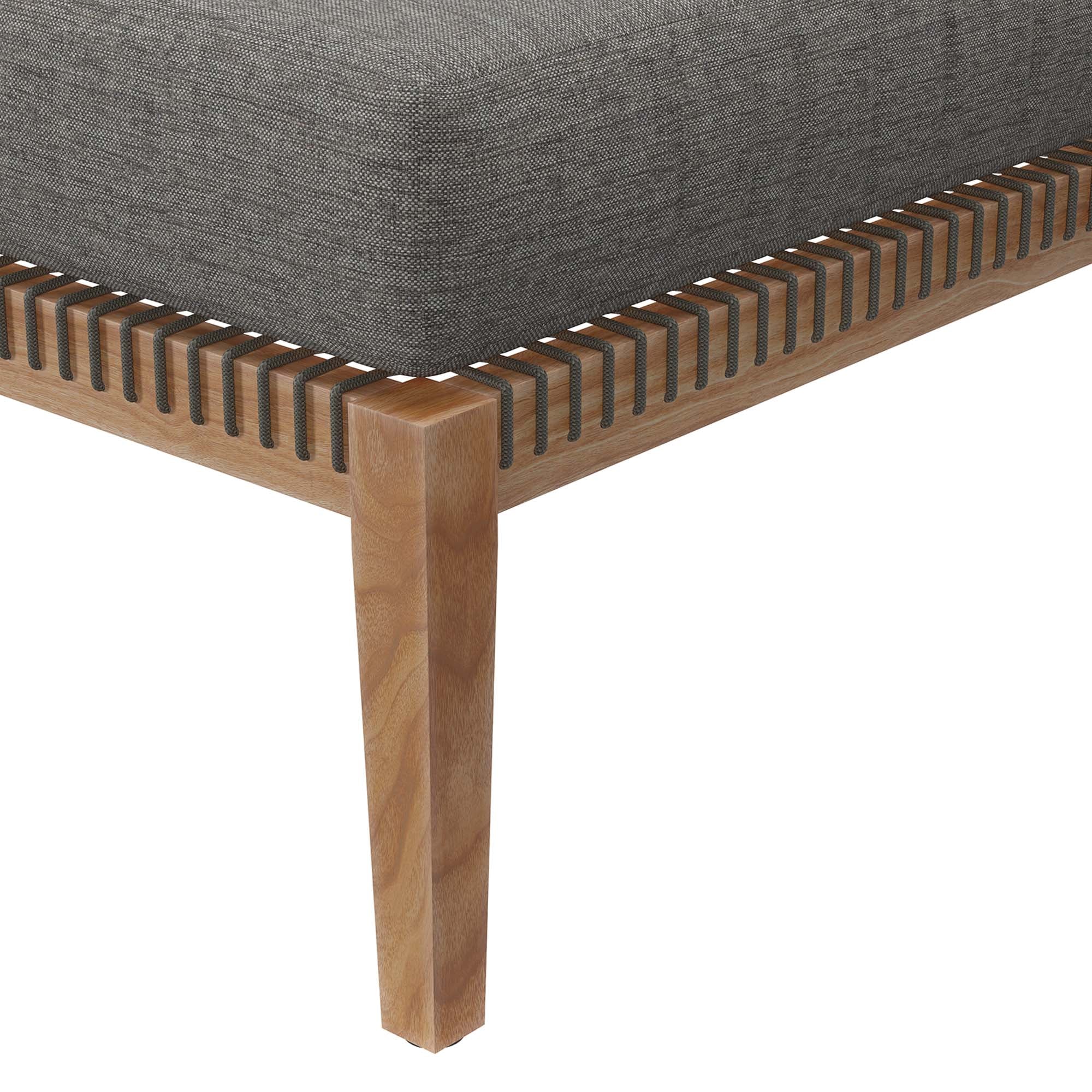 Clearwater Outdoor Patio Teak Wood Ottoman, Gray Graphite