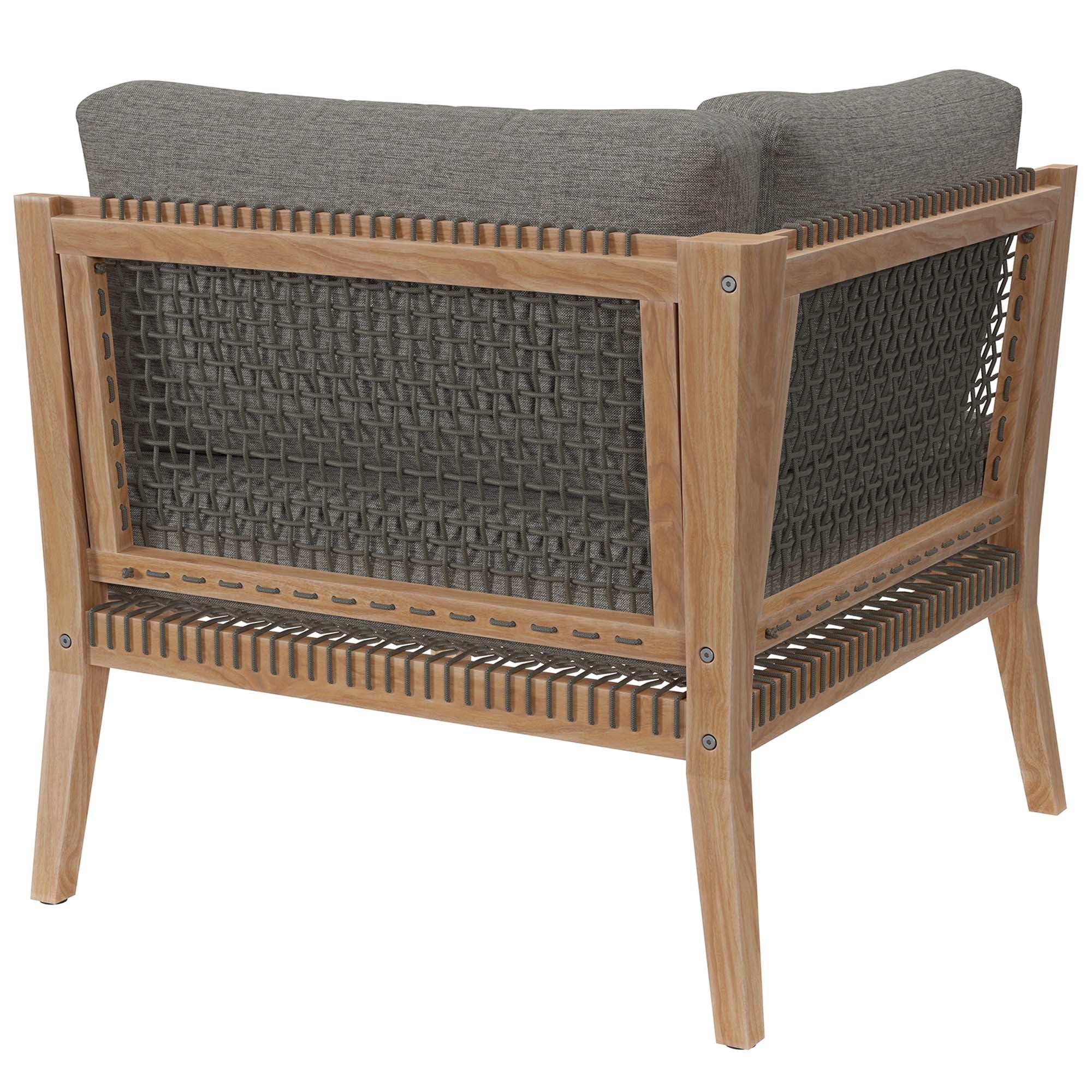 Clearwater Outdoor Patio Teak Wood Corner Chair, Gray Graphite